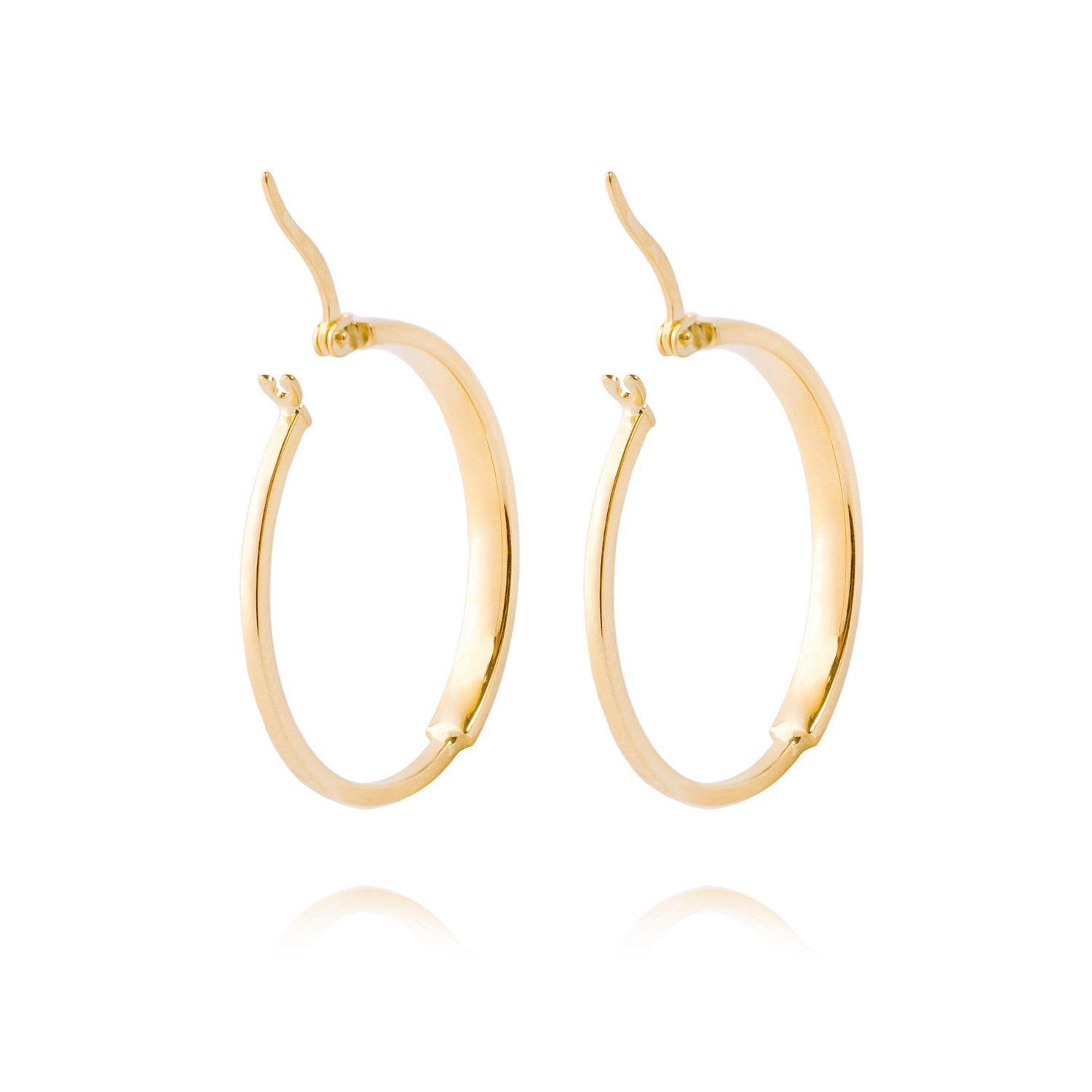 Aros de Oro 14kt Argolla Mitad Tubo 25mm-2