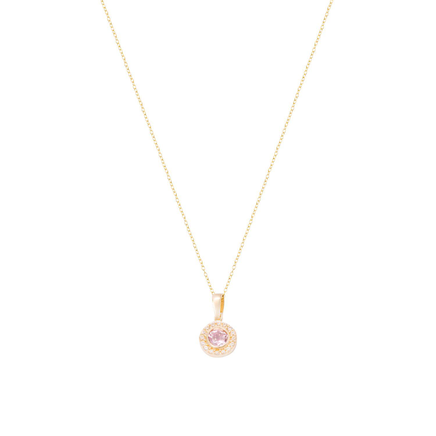 Collar de Oro de 18kt Circonita Rosa de Francia-2