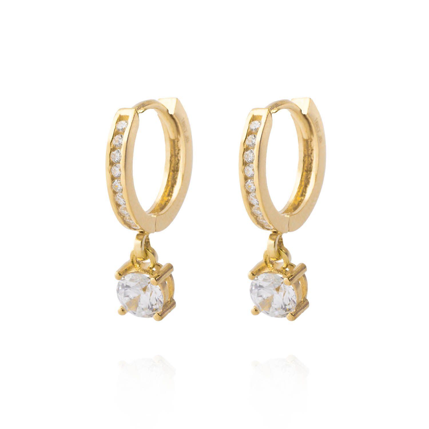 Aros de Oro 18kt Argolla Circon Colg-2
