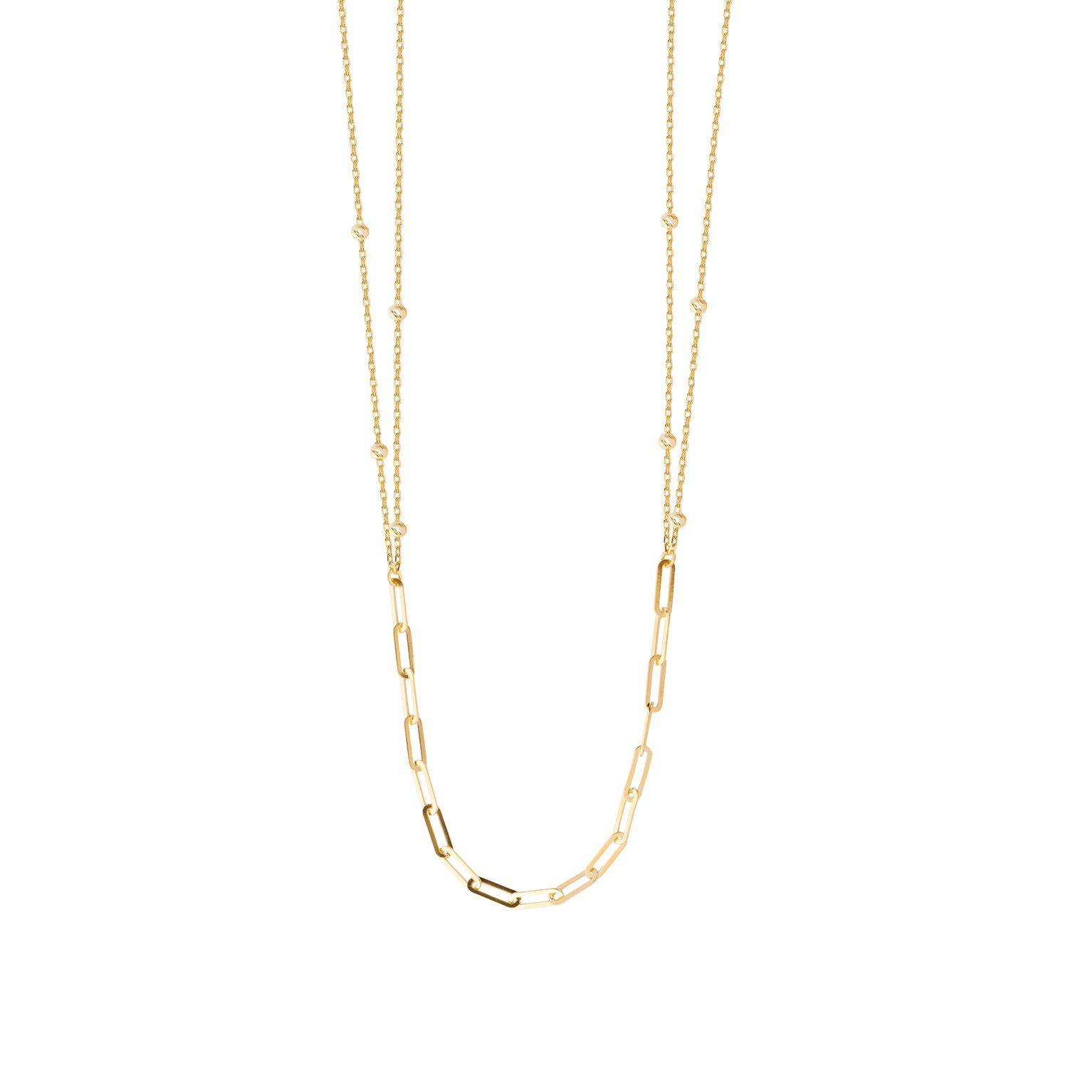 Collares de Oro 18kt Modelo Eslabón Grande y Pelotitas-2