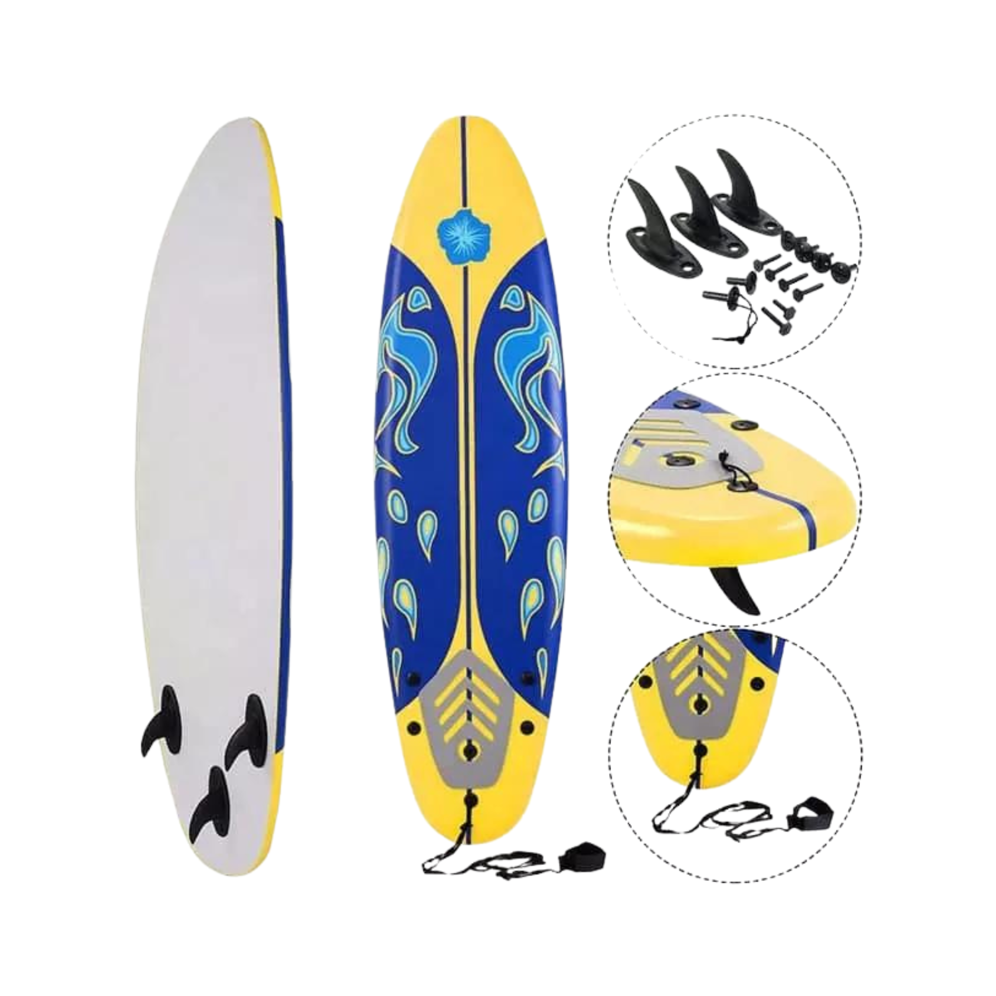 Softboard / Tabla De Surf / Playa + Leash Y 3 Quillas-4