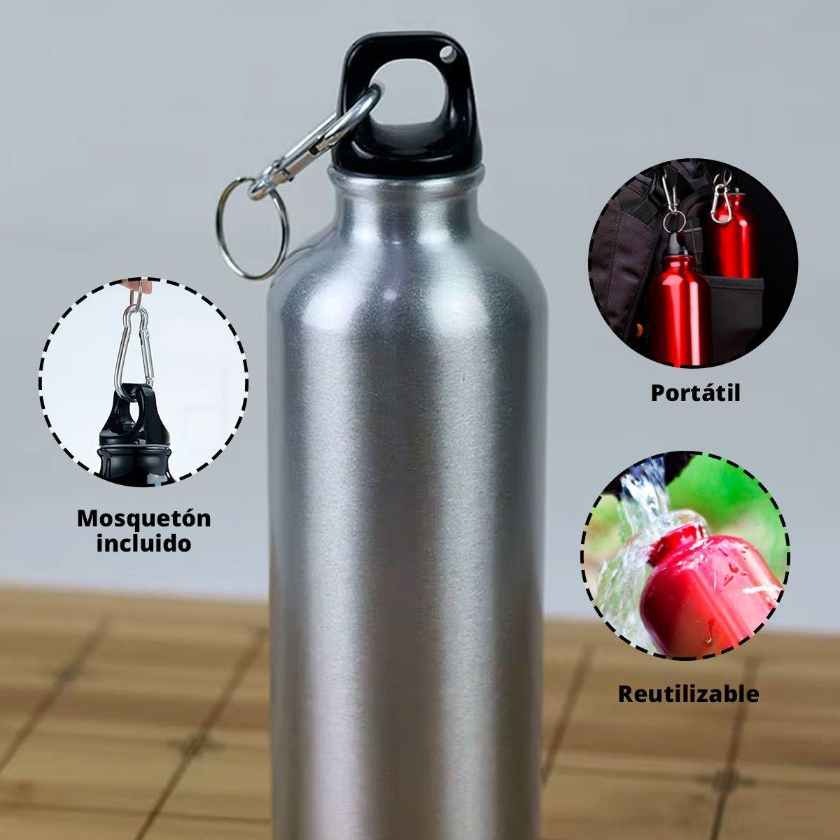 Pack 5x Botella De Aluminio Para Agua 800ml Mosqueton-2