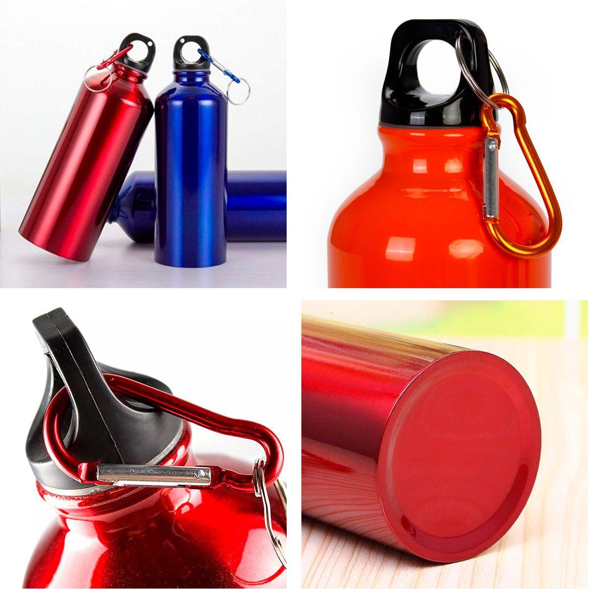 Pack 5x Botella De Aluminio Para Agua 800ml Mosqueton-4