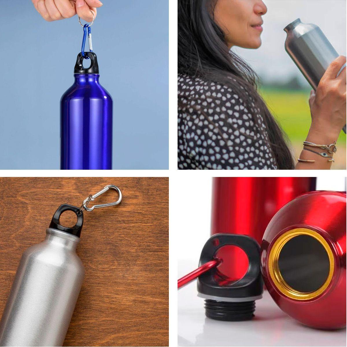 Pack 5x Botella De Aluminio Para Agua 800ml Mosqueton-5
