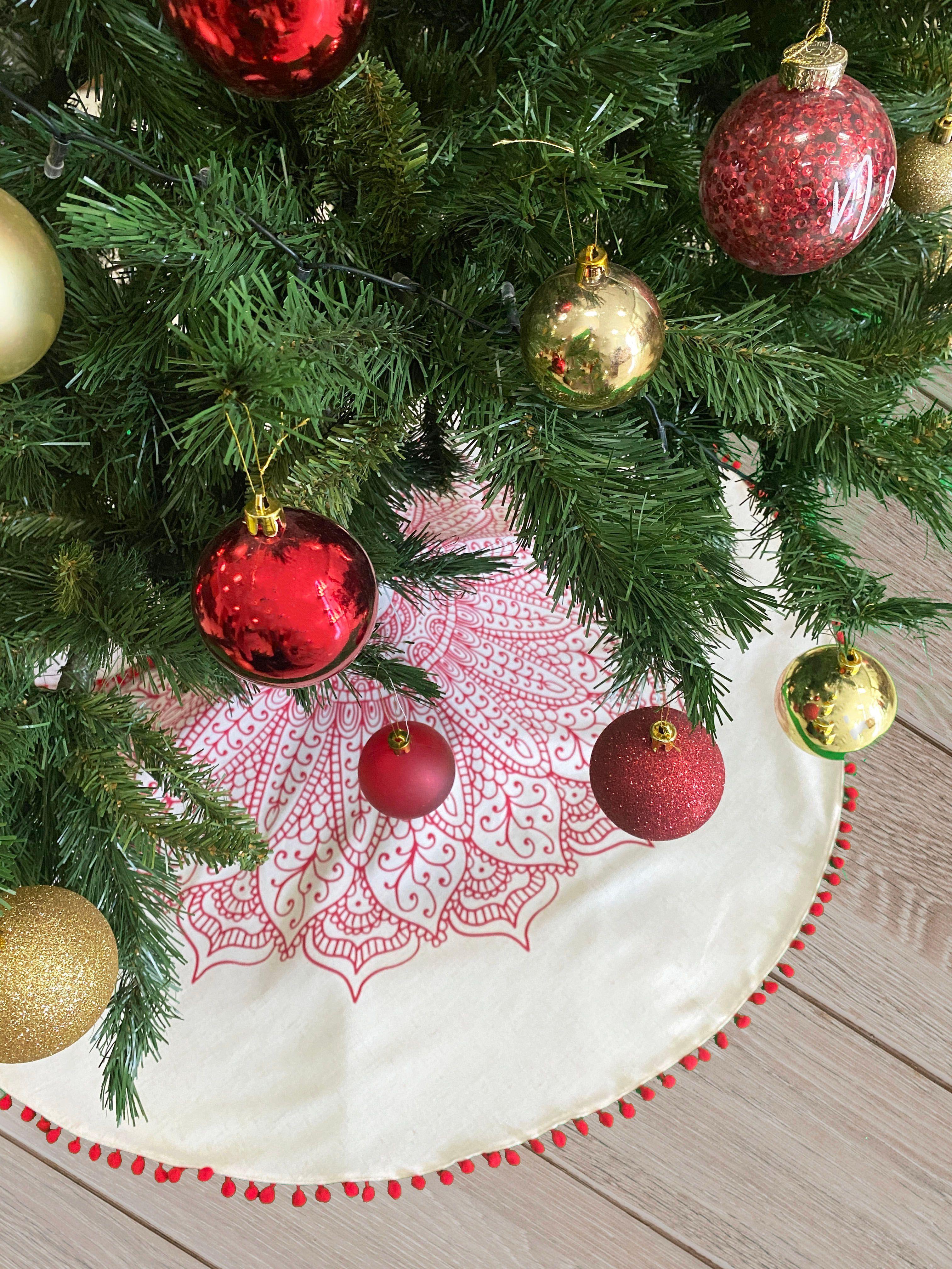 Pie de Árbol Mandala Rojo 120 cm.-1