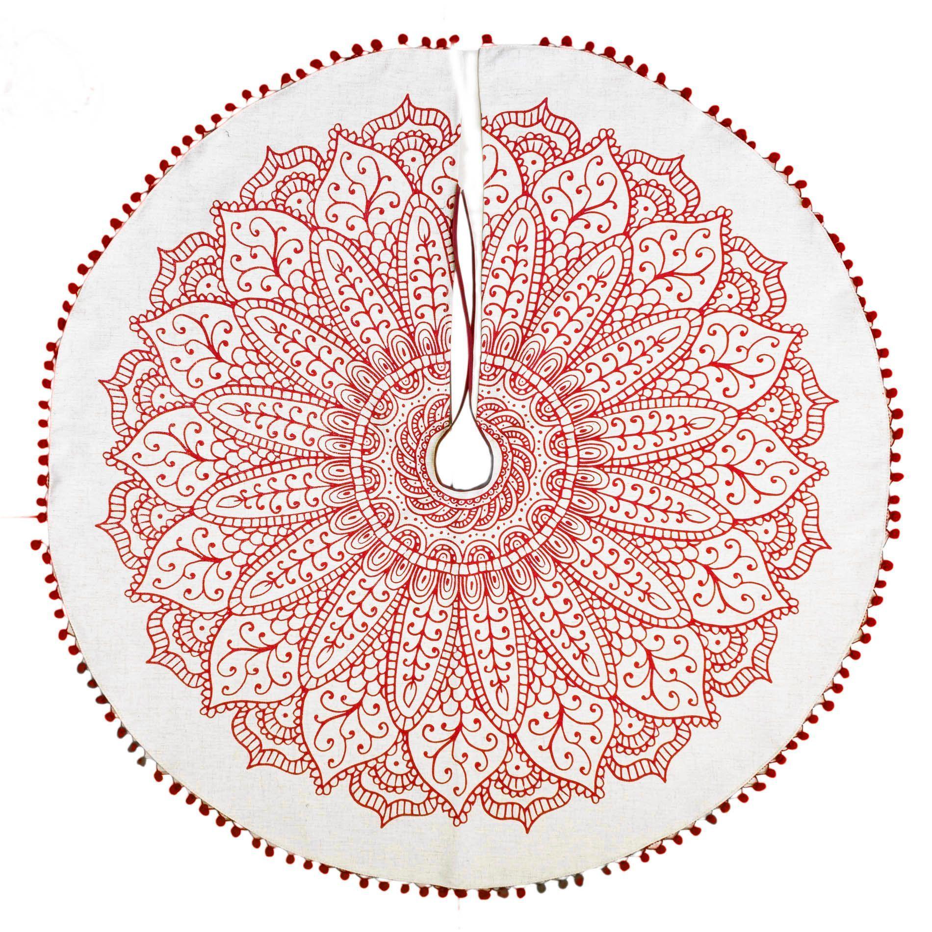 Pie de Árbol Mandala Rojo 120 cm.-0