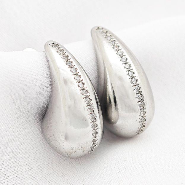 Aros Ba ados en oro18k circones dorado y plateado-0