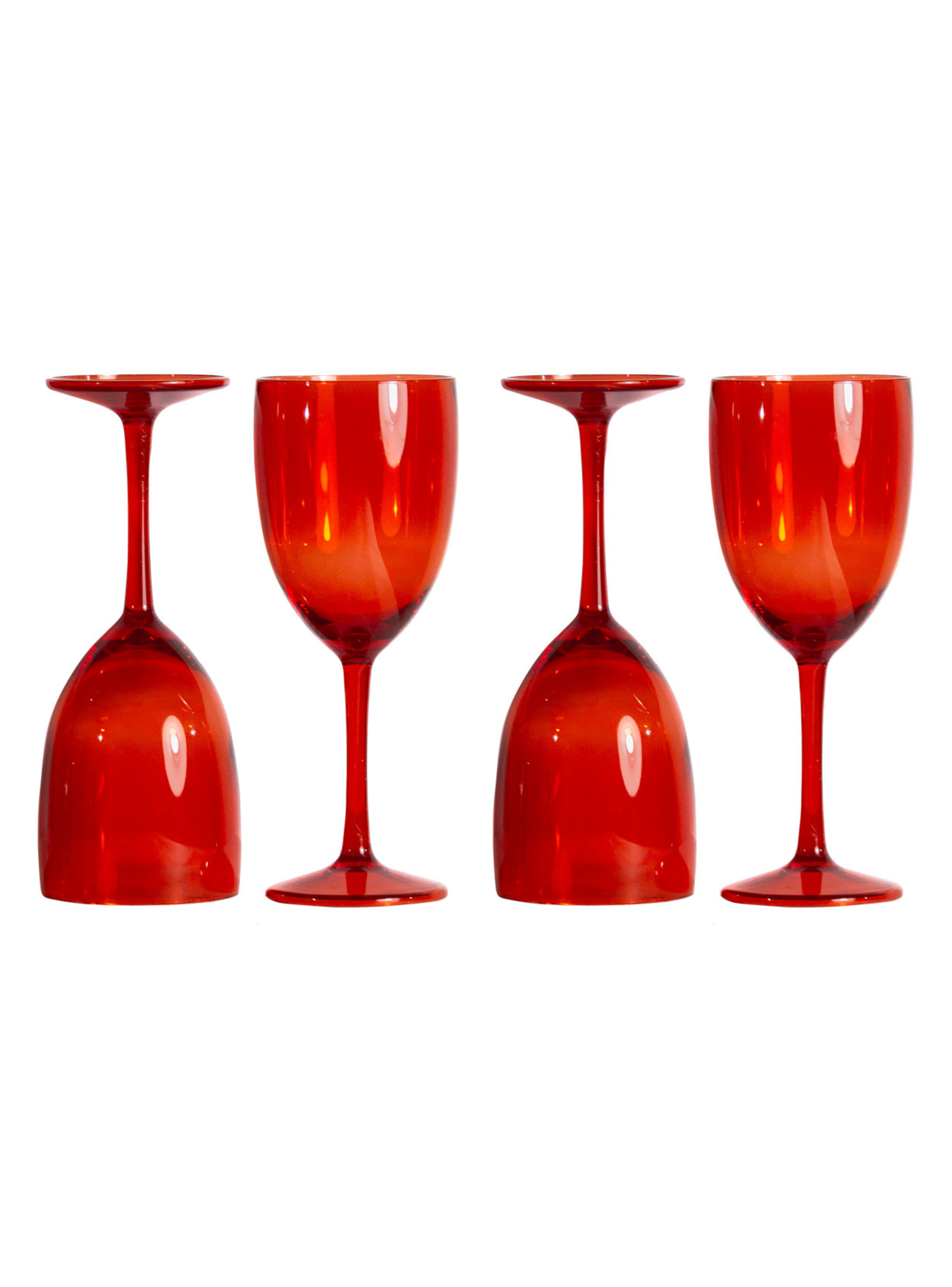 Copas Vino Acrilico 295 ml - Pack 4 - Rojo Traslucido-0