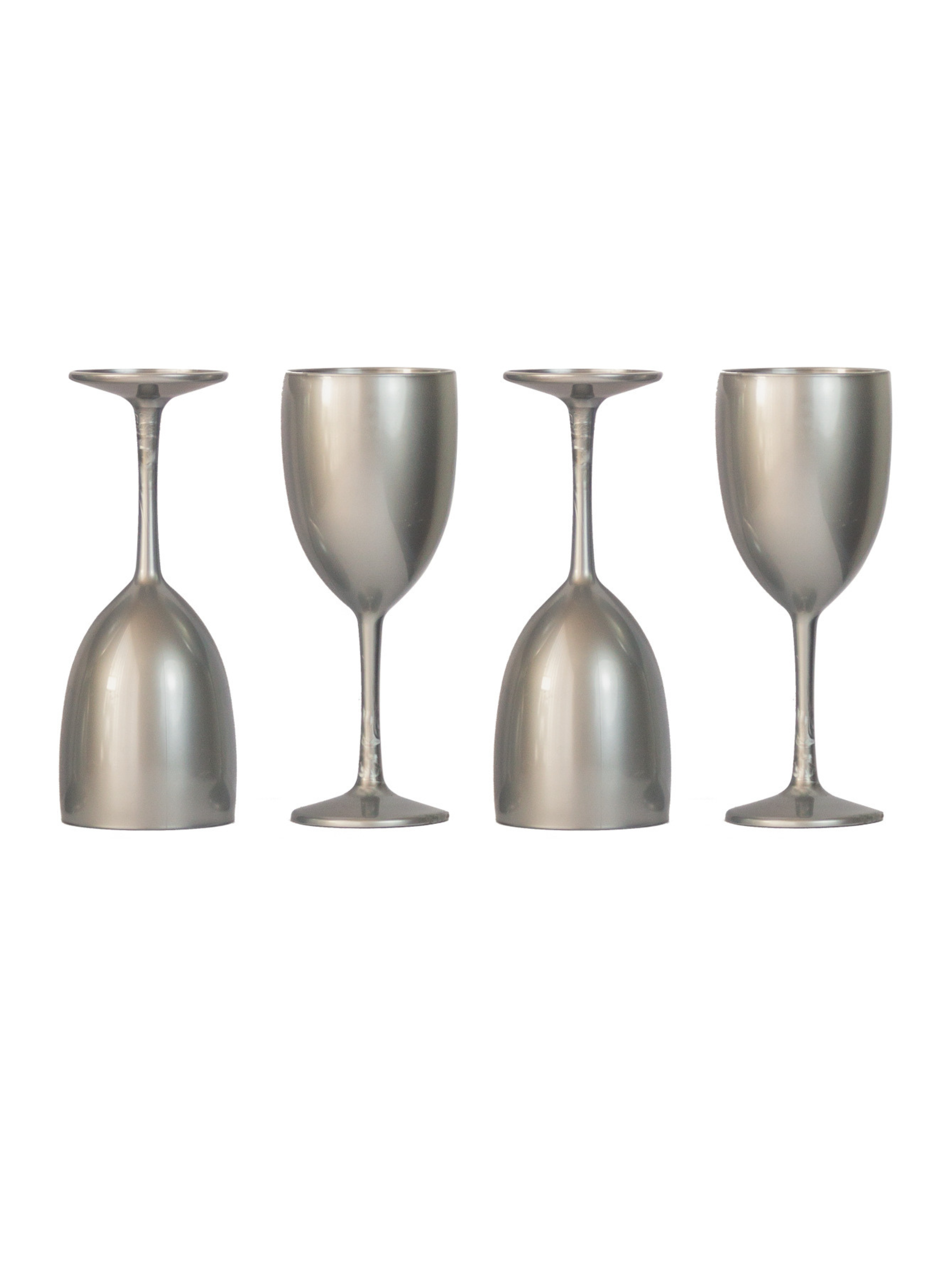 Copas Vino Acrilico 295 ml - Pack 4 - Plateado-0