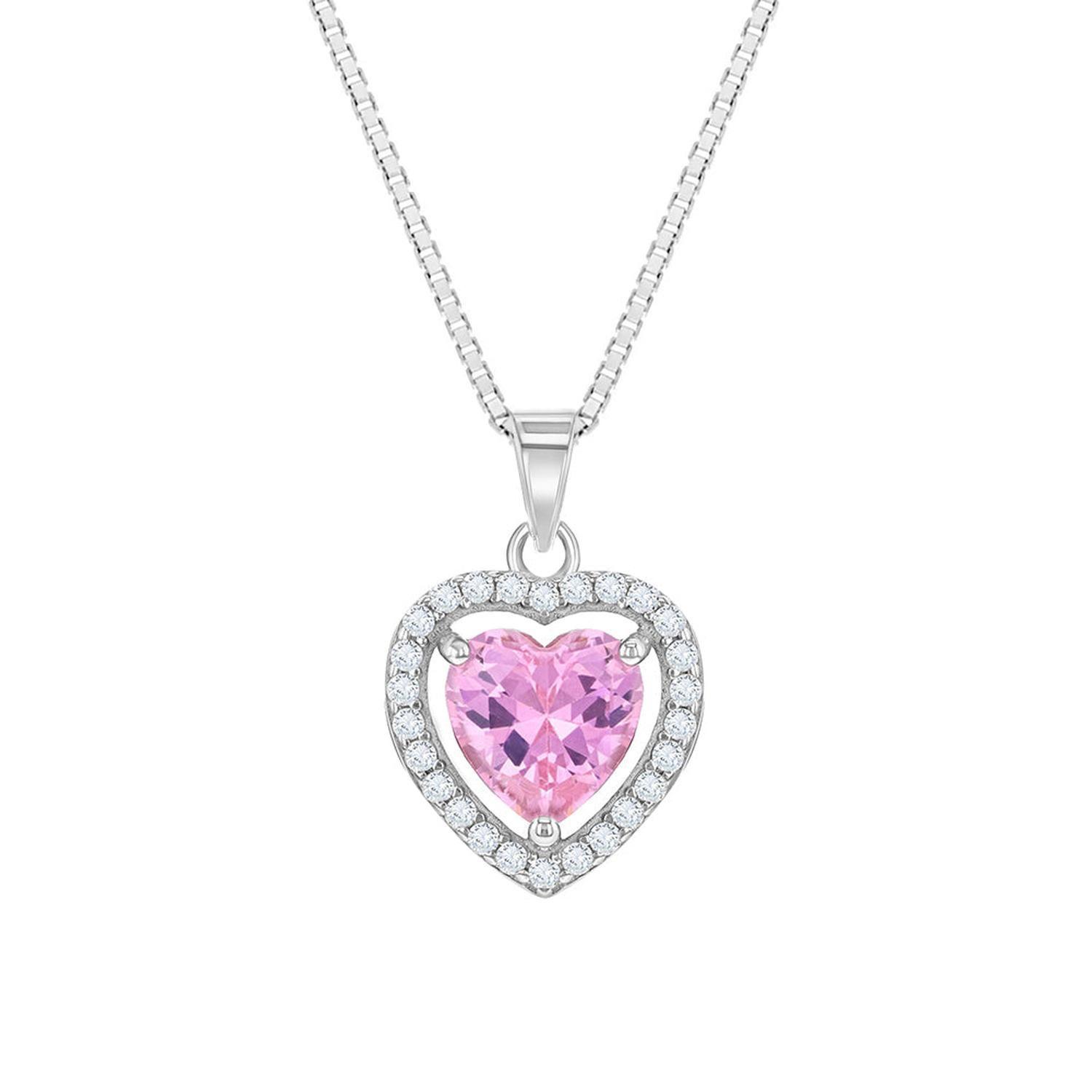 Cadena 40 cm doble de corazón con circon de plata 925 para niñas y adolescentes-0