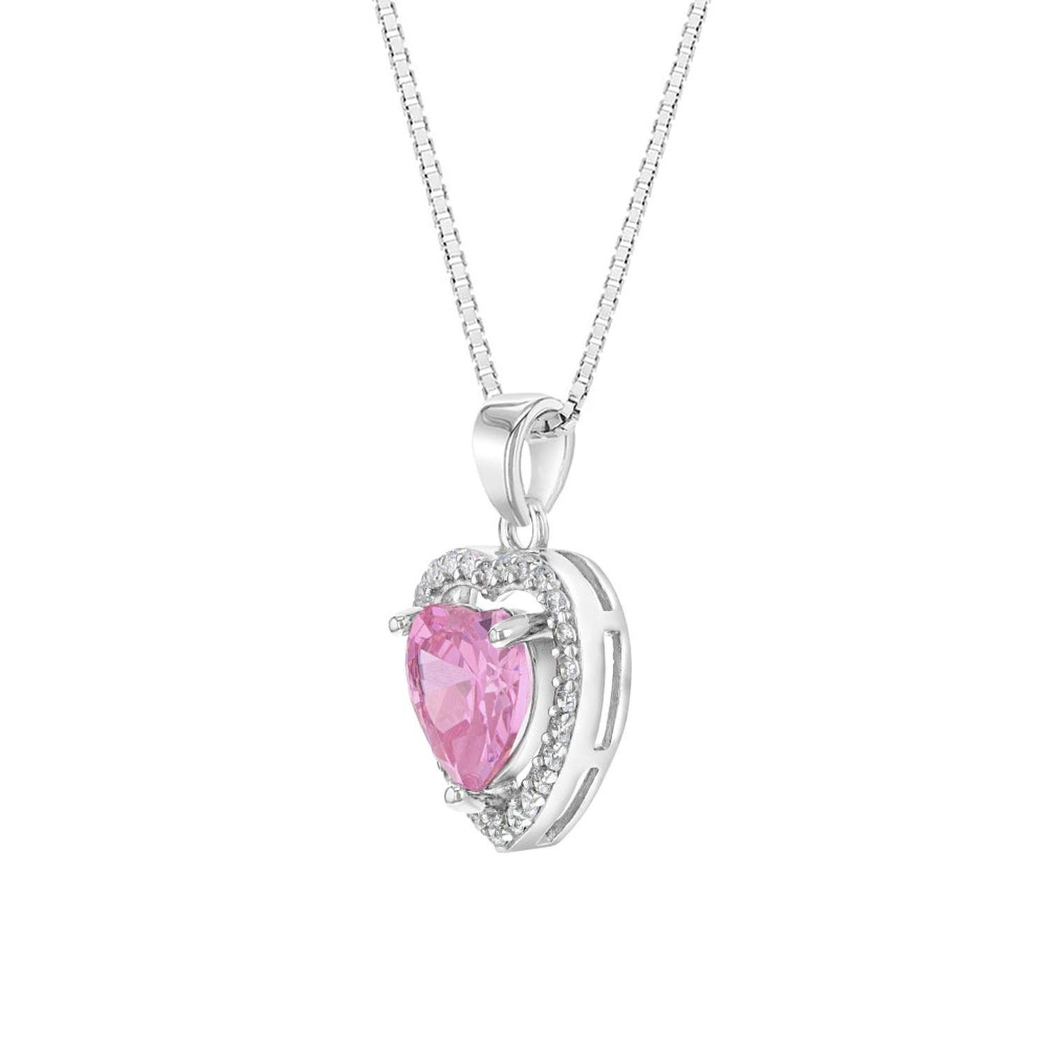 Cadena 40 cm doble de corazón con circon de plata 925 para niñas y adolescentes-1