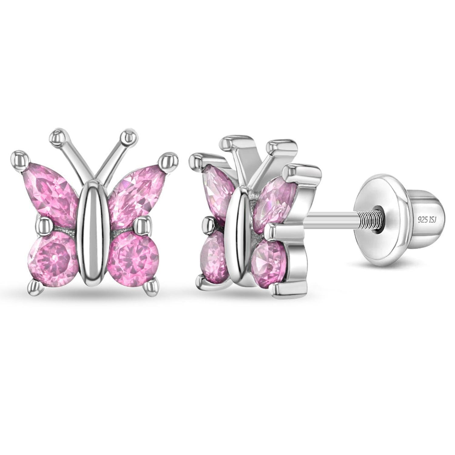 Aros Mariposa de Plata 925 Certificada con Circones Rosados | Un símbolo de transformación y liberta-0