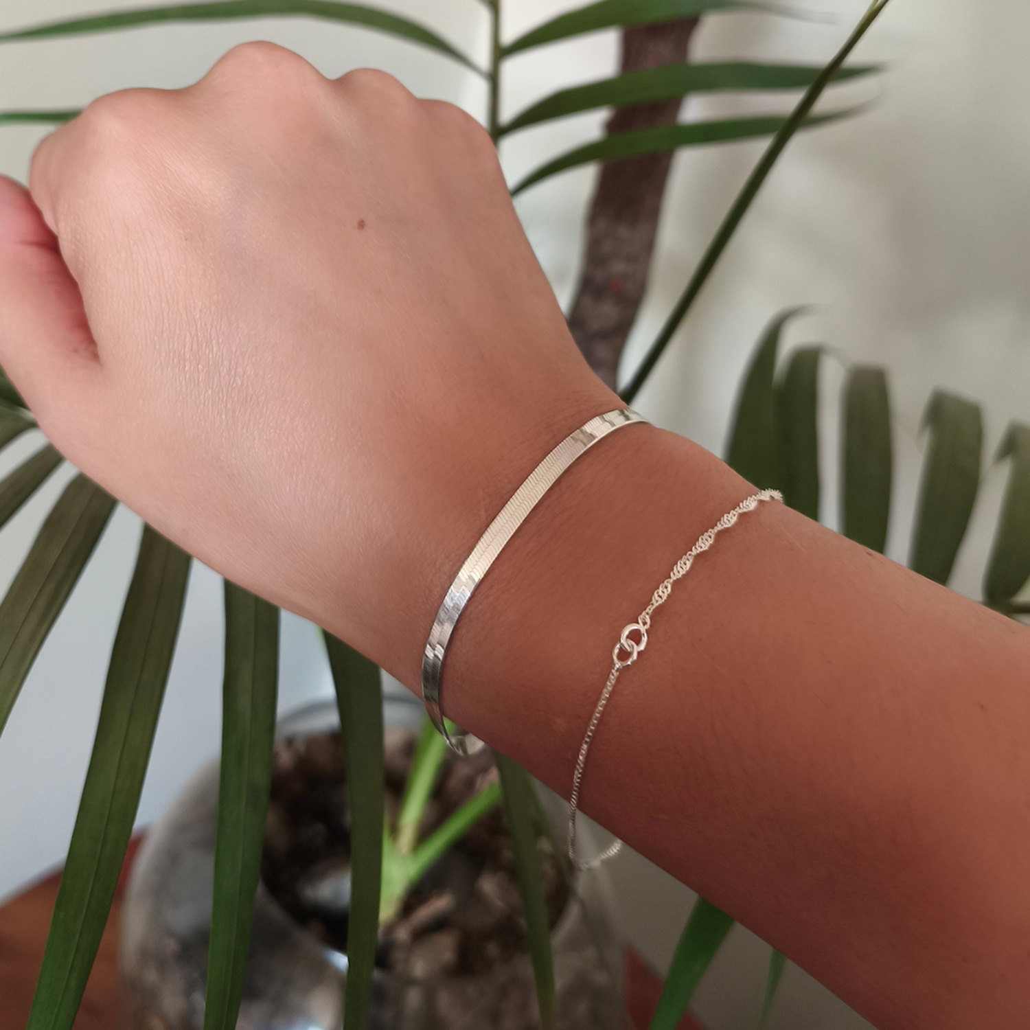 Pulsera de plata cinta 17 cm-0