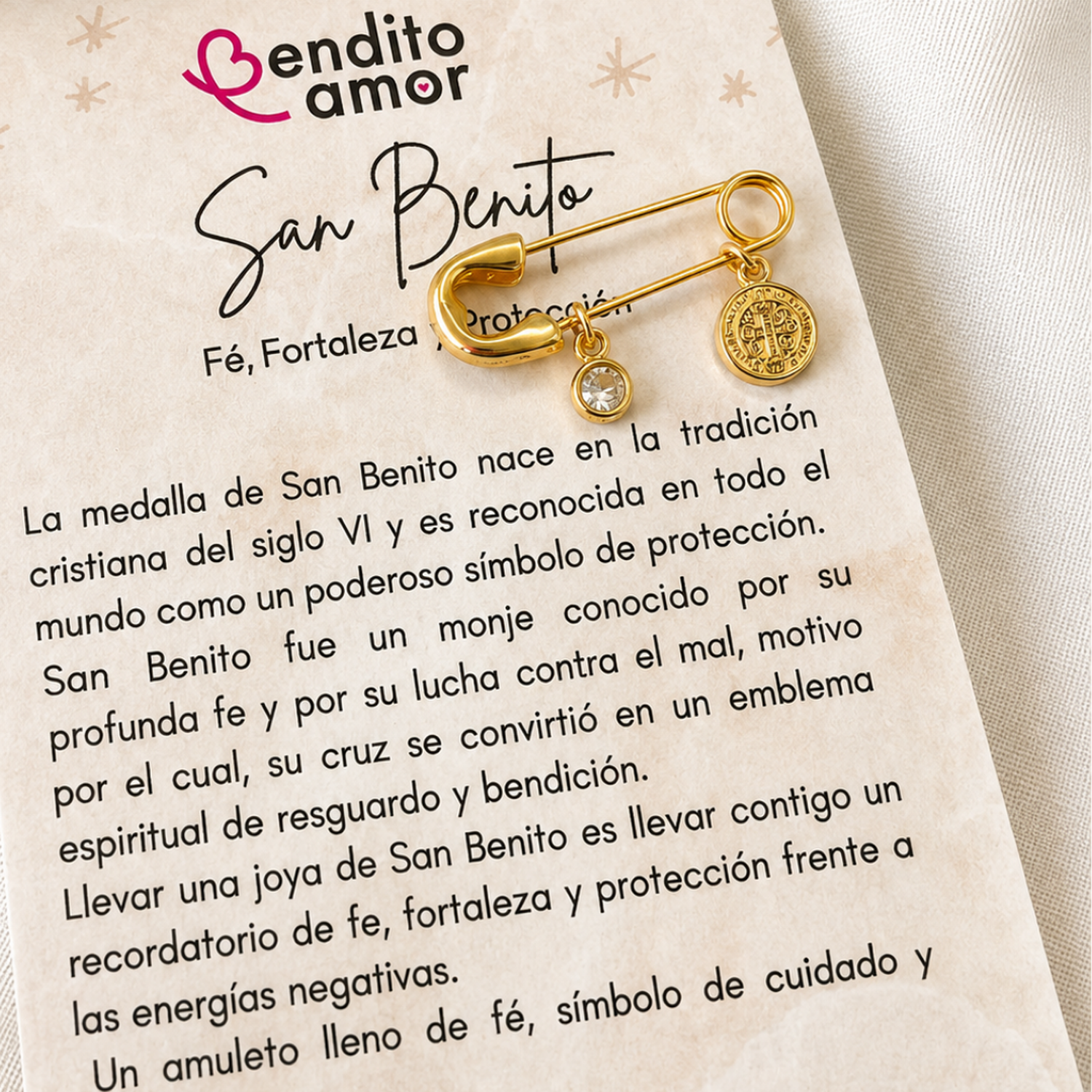 Prendedor protección oro San Benito-1
