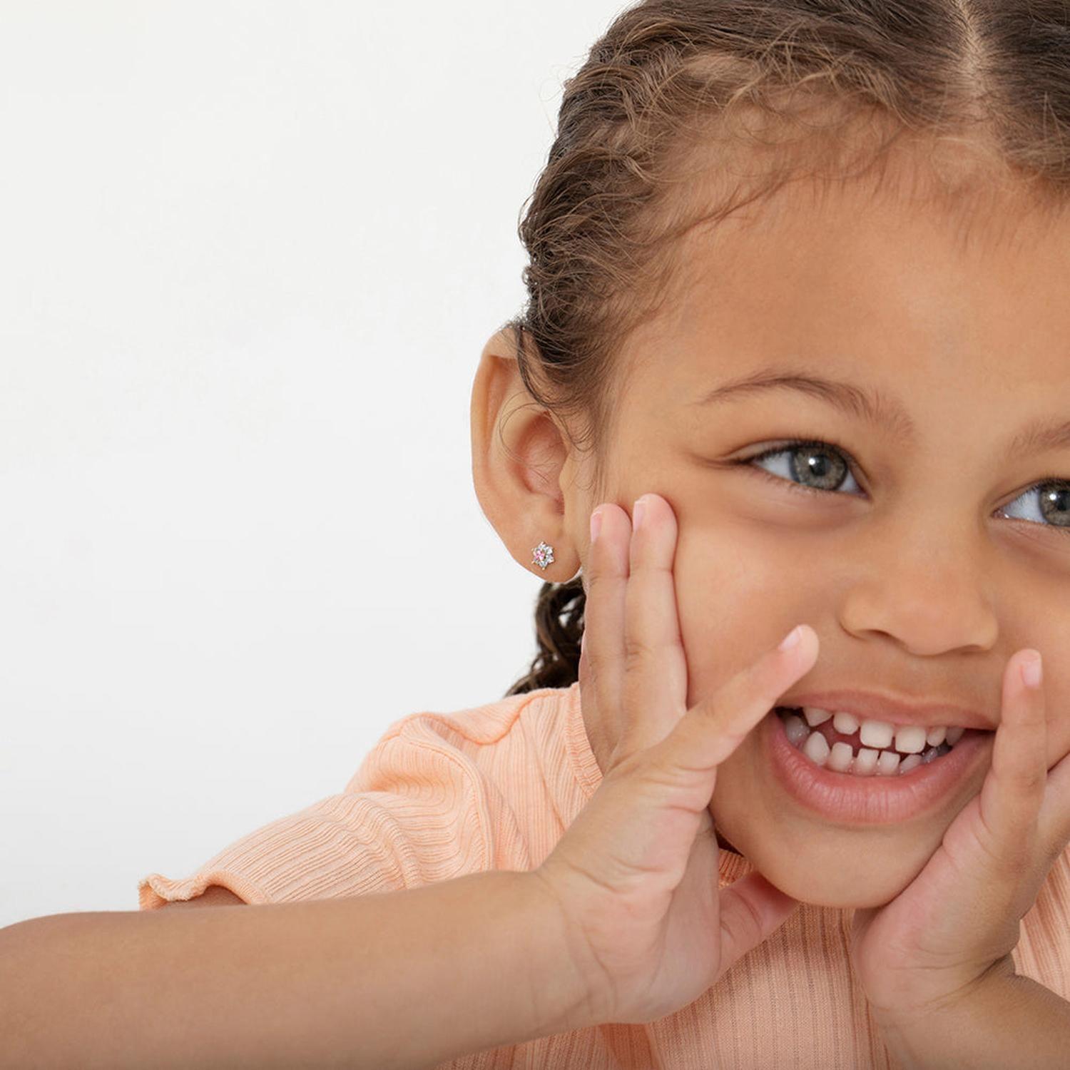 Aros de flor de oro 14k con circones-1