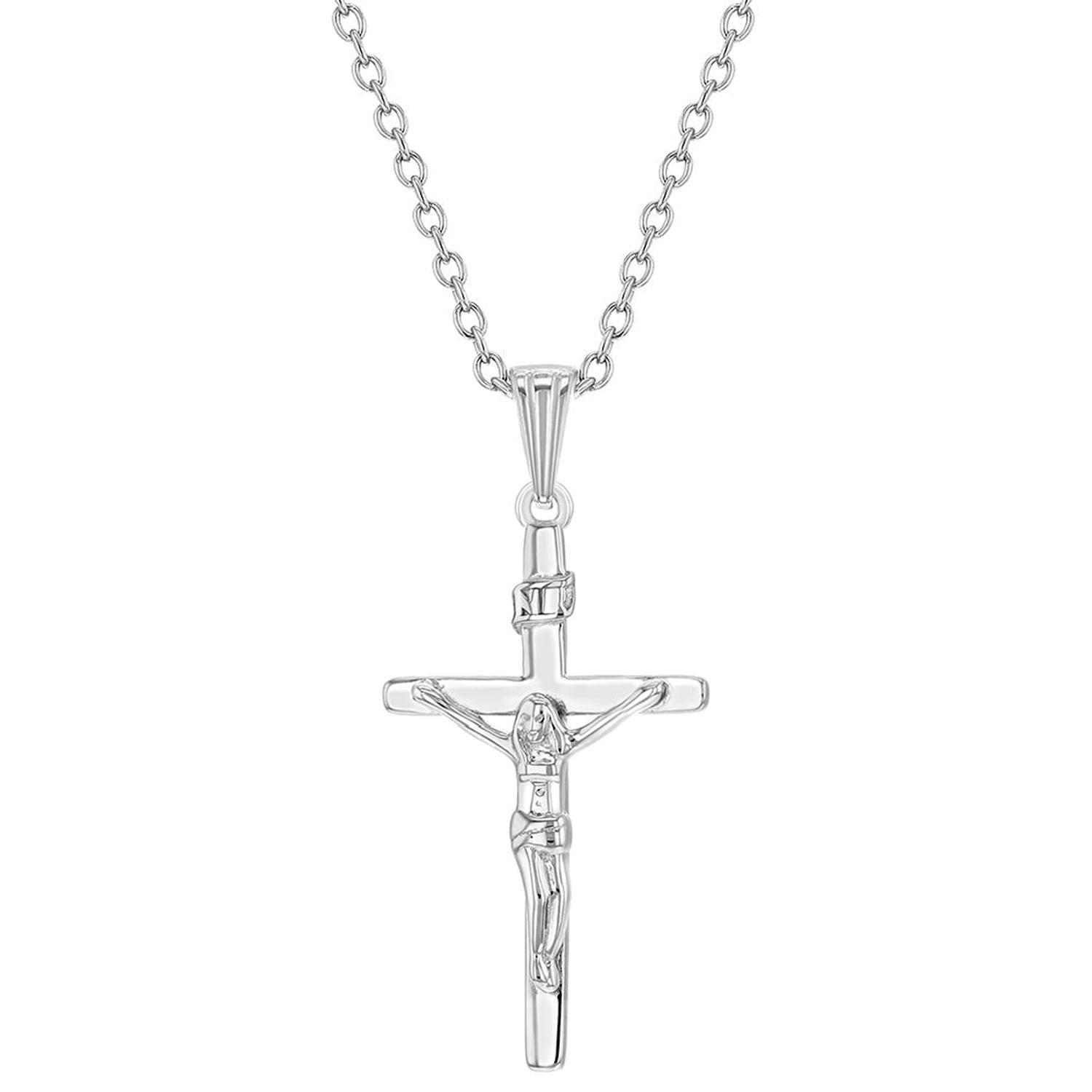Collar colgante de cruz de Jesús de plata 925-0