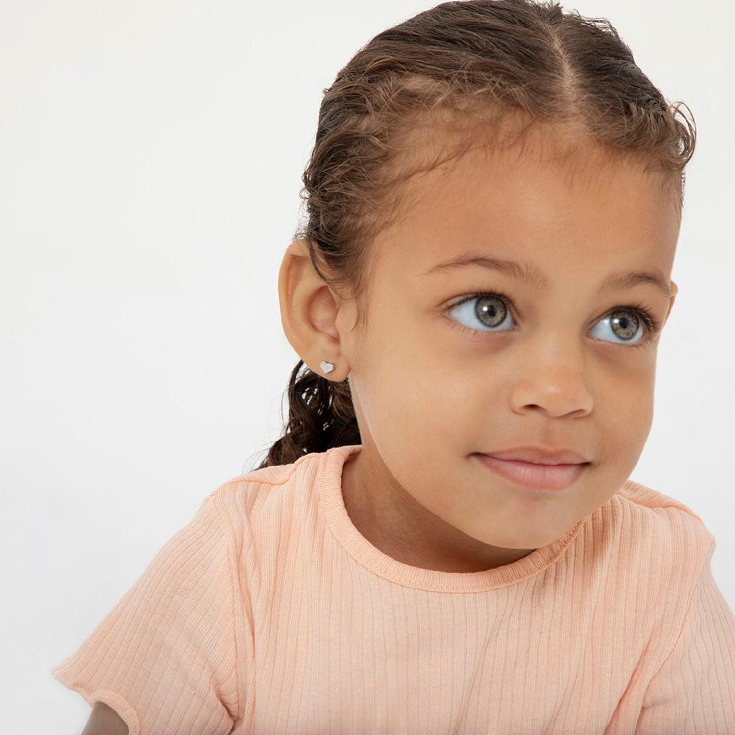 Aros de corazón de plata 925 para bebes y niñas-2