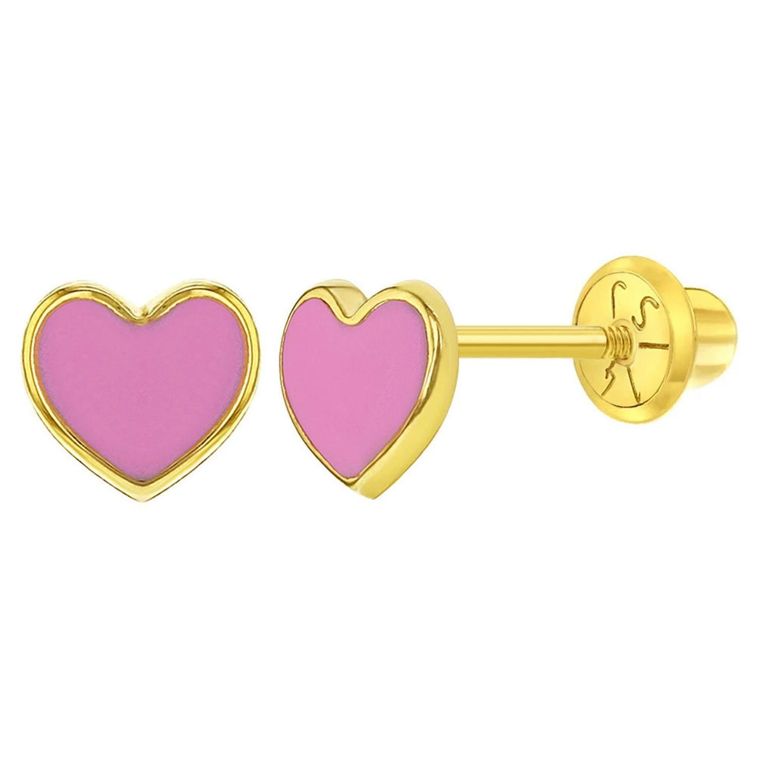 Aros corazón de oro 14K para bebes y niñas-0