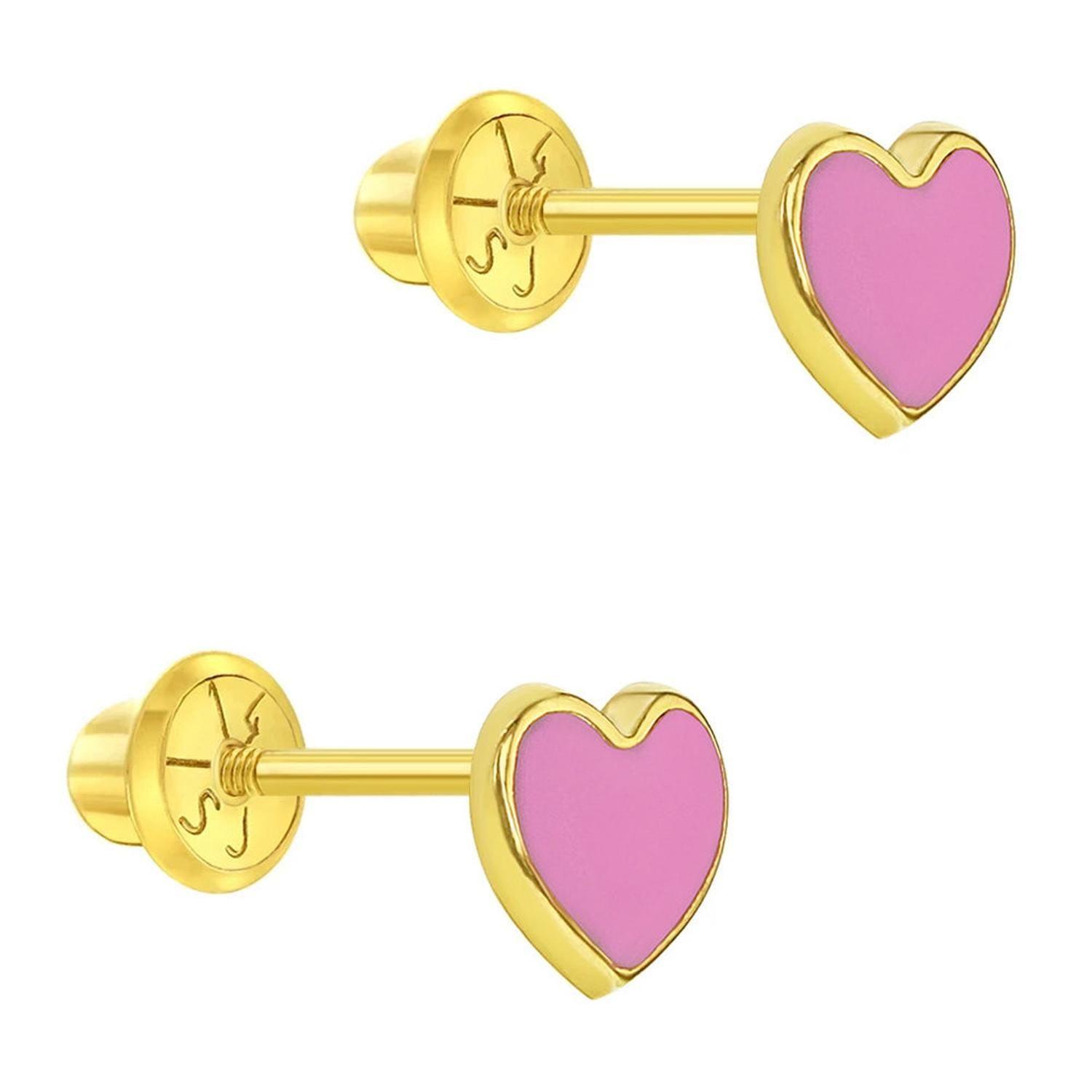 Aros corazón de oro 14K para bebes y niñas-1