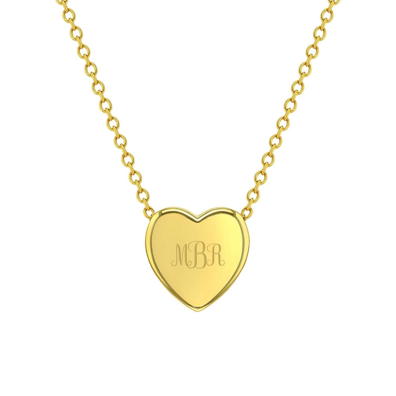 Collar corazón liso bañado en oro con cadena para niñas y adolescentes 40 CM-2