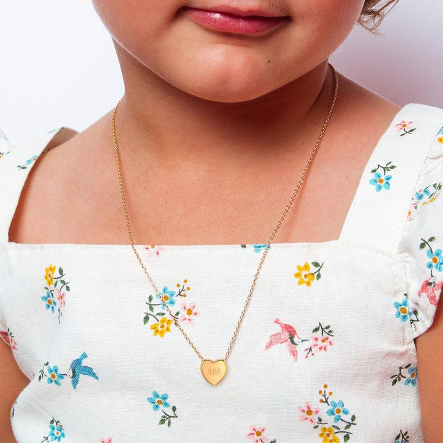 Collar corazón liso bañado en oro con cadena niñas 40 CM-2