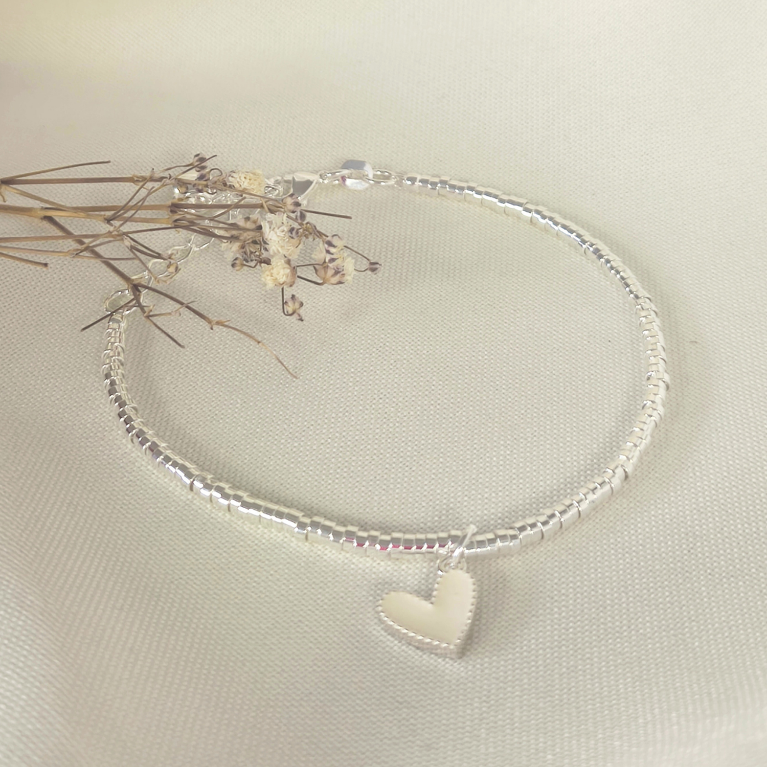 Pulsera mostacilla 1 vuelta corazón Plata 925 | Elegancia para todos los días | Bendito Amor-2