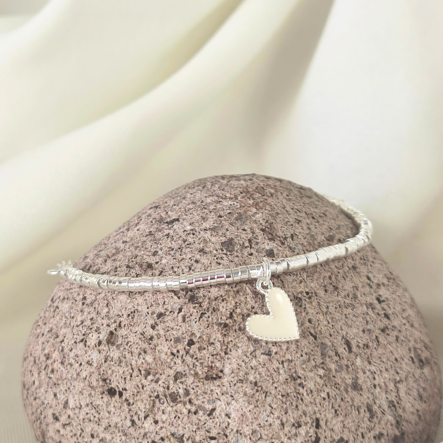 Pulsera mostacilla 1 vuelta corazón Plata 925 | Elegancia para todos los días | Bendito Amor-3
