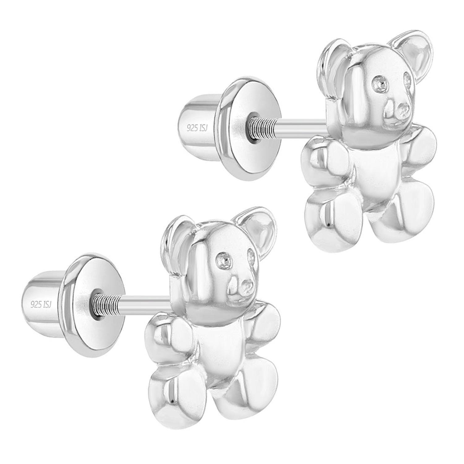 Aros de oso de plata 925 para niñas-1