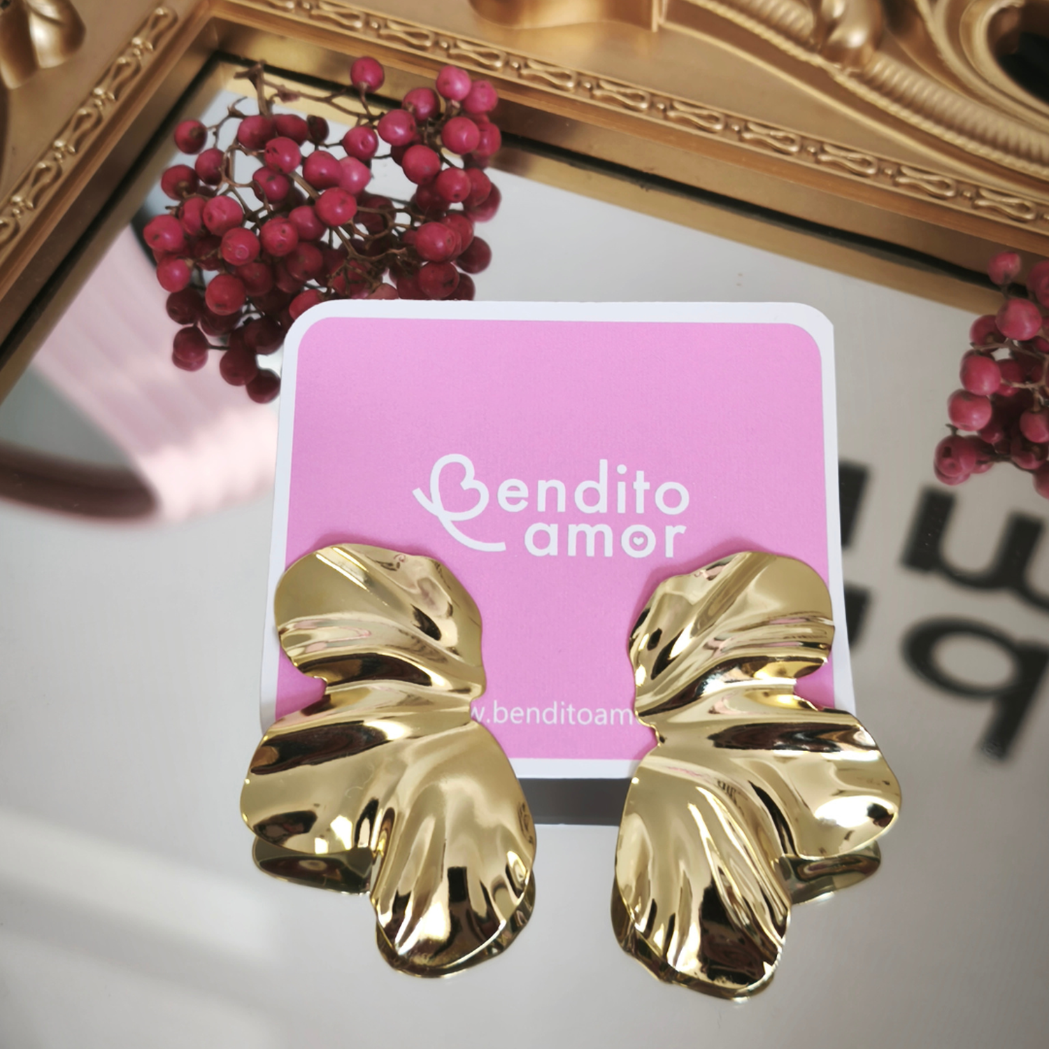 ✨ Aros Hojas Bañados en Oro 24K-2