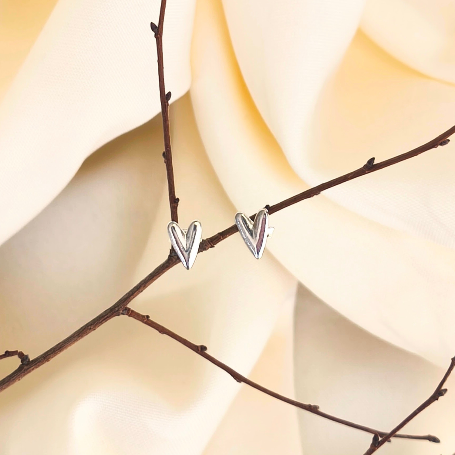 Aros plata 925 corazón Chunky-2