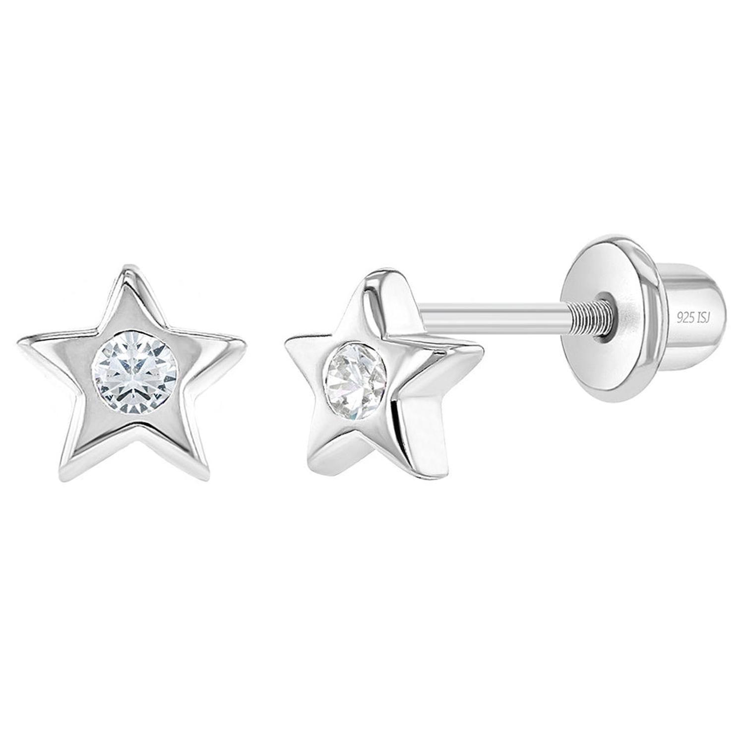 Aros de estrella de plata 925 con circones-0