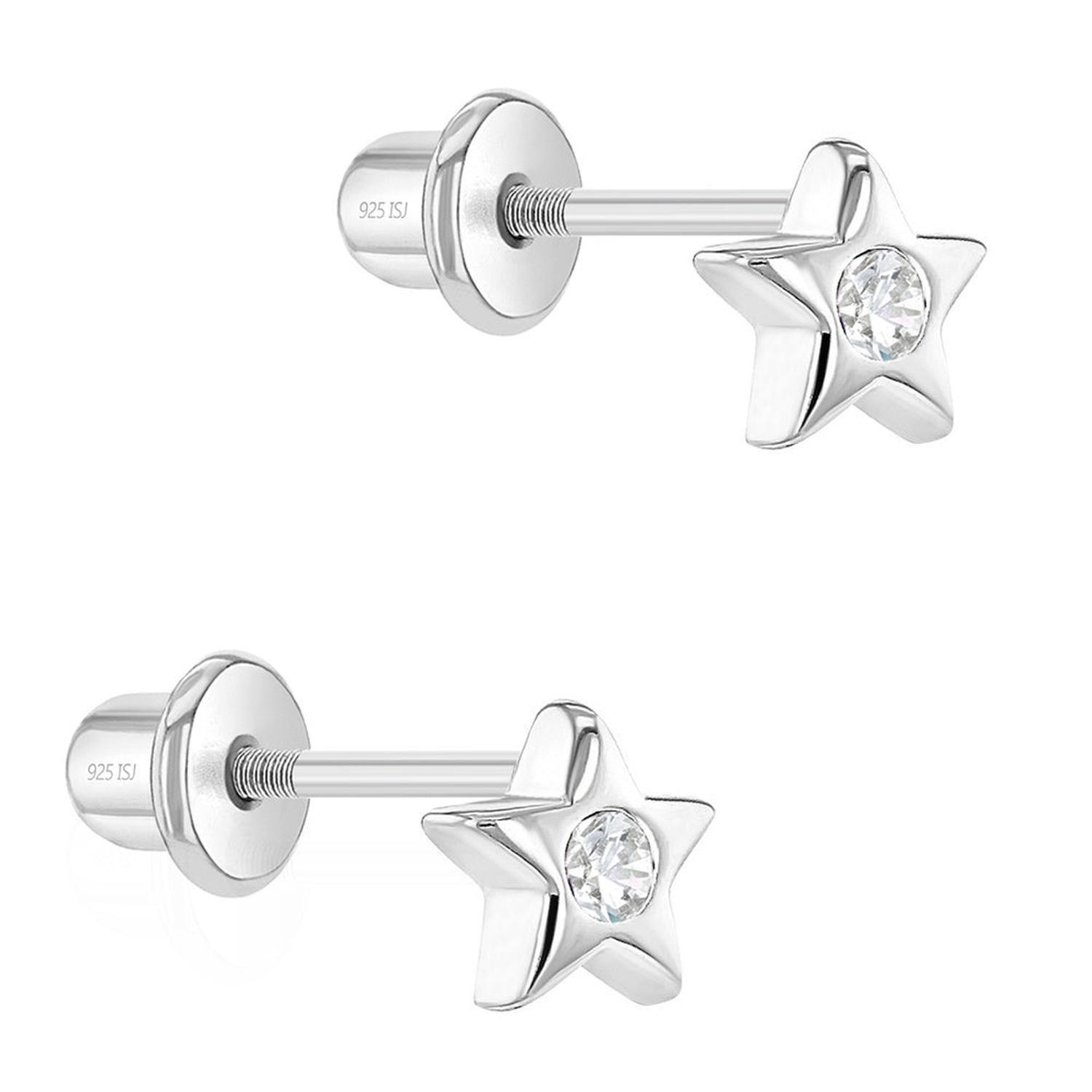 Aros de estrella de plata 925 con circones-1