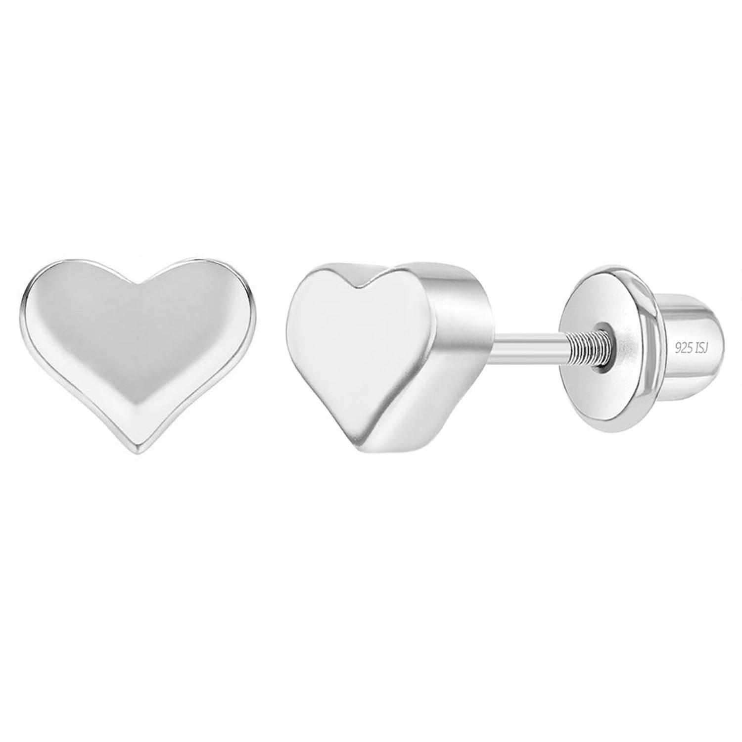 Aros corazón plata 925 para bebes y niñas-0