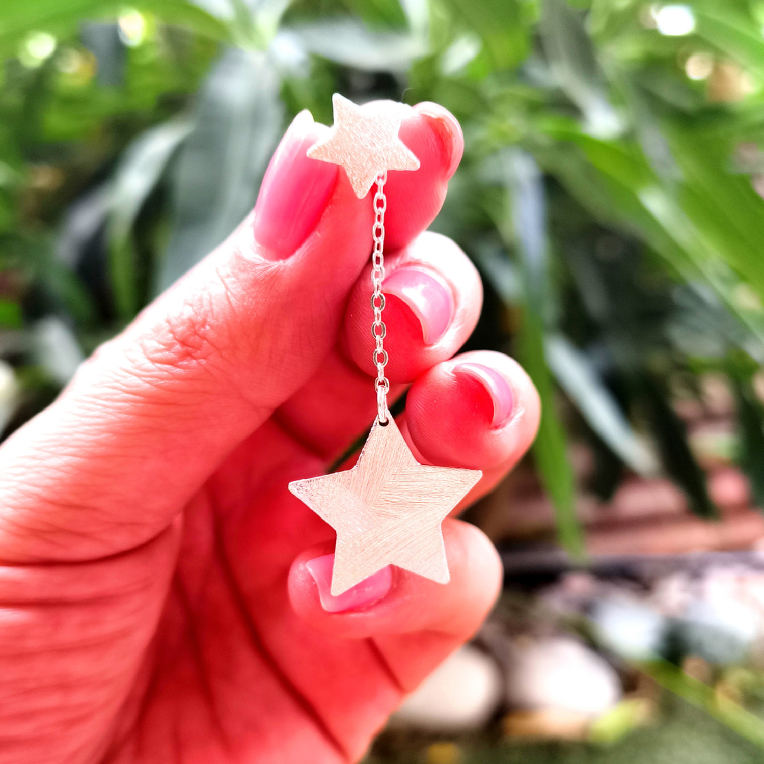 Aros de plata cadenas y estrellas-2
