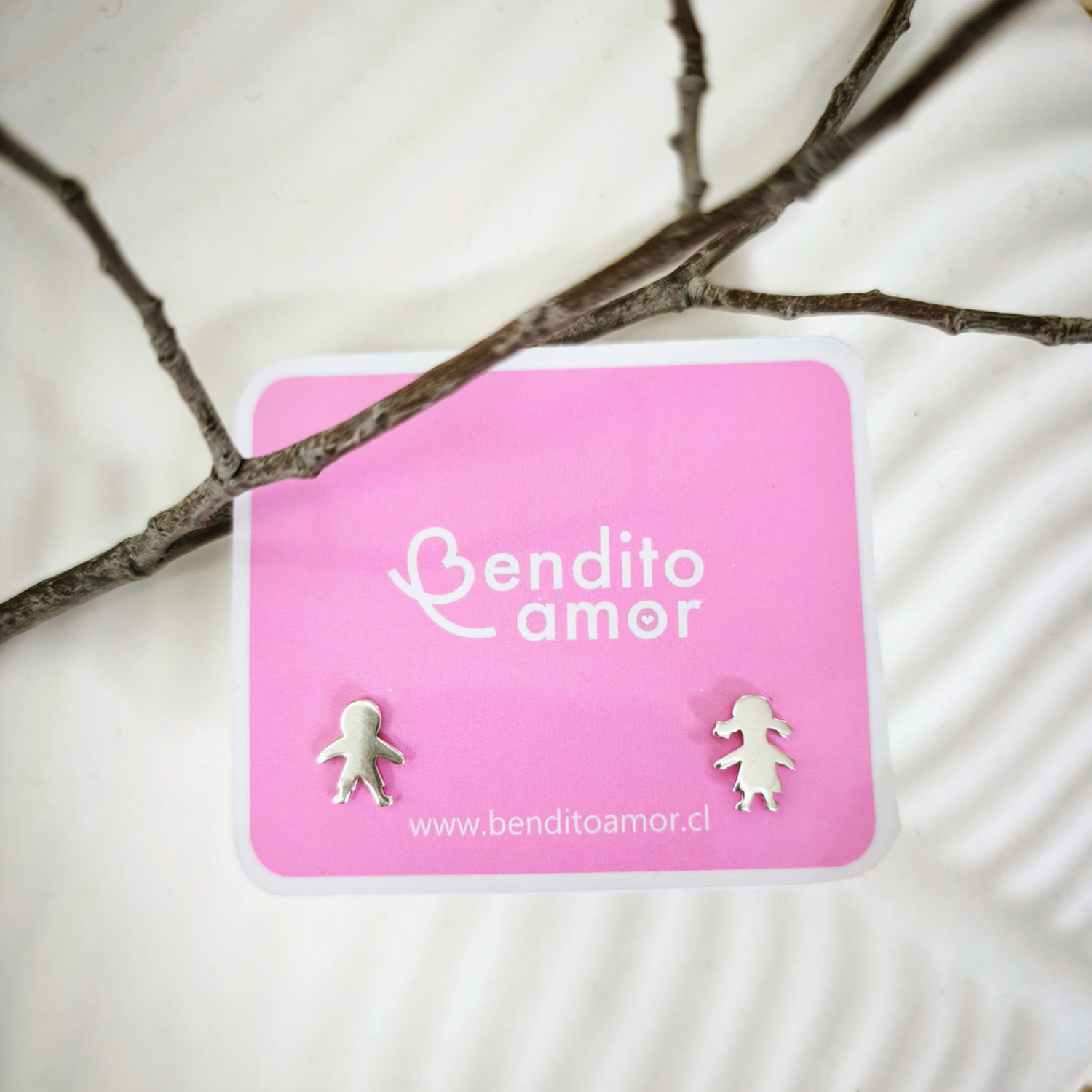 Aros de plata mamá (niña y niño)-2