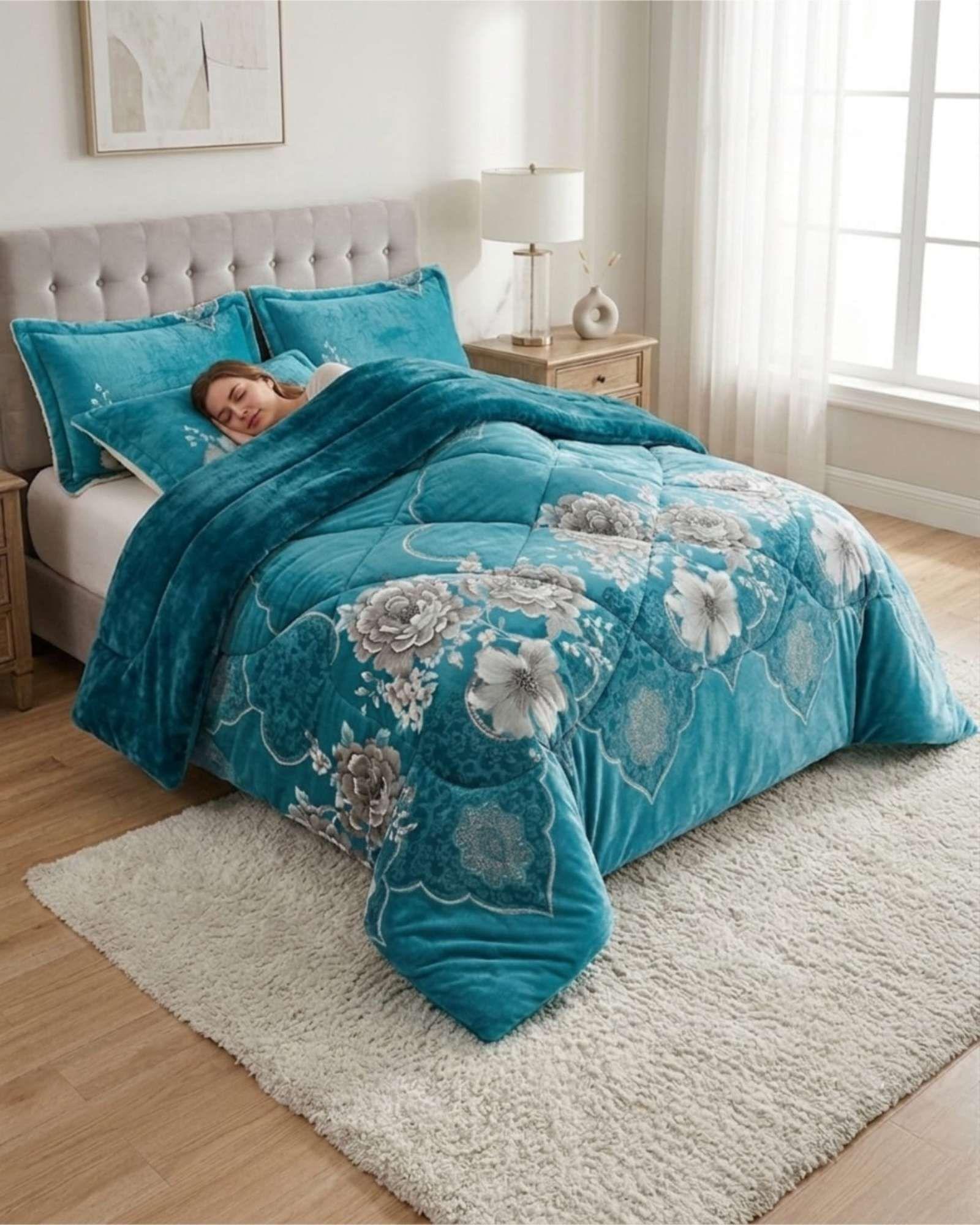Cubrecamas Sherpa 2 Plazas Plush Ultra Suave De Lujo m22-2