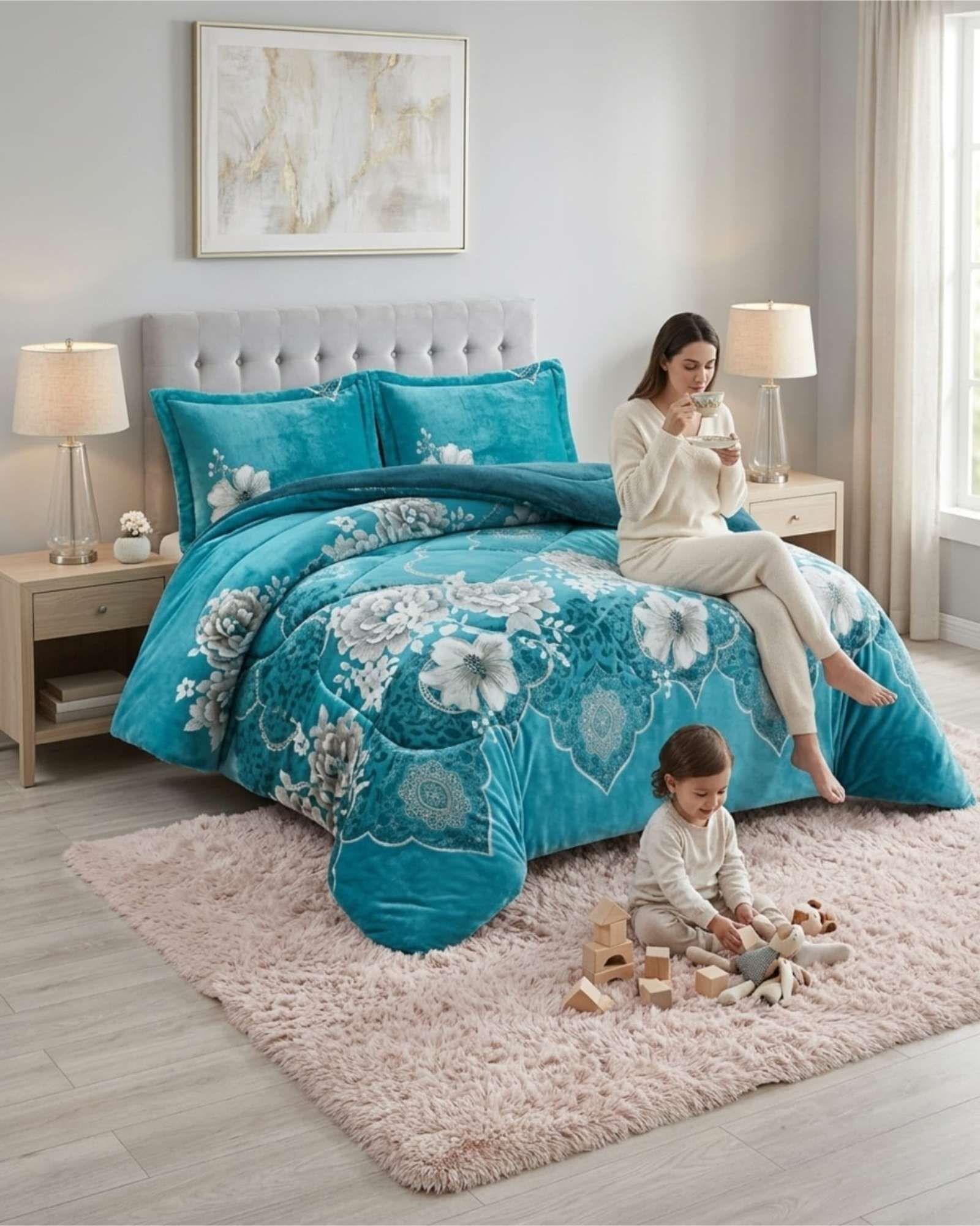 Cubrecamas Sherpa 2 Plazas Plush Ultra Suave De Lujo m22-3