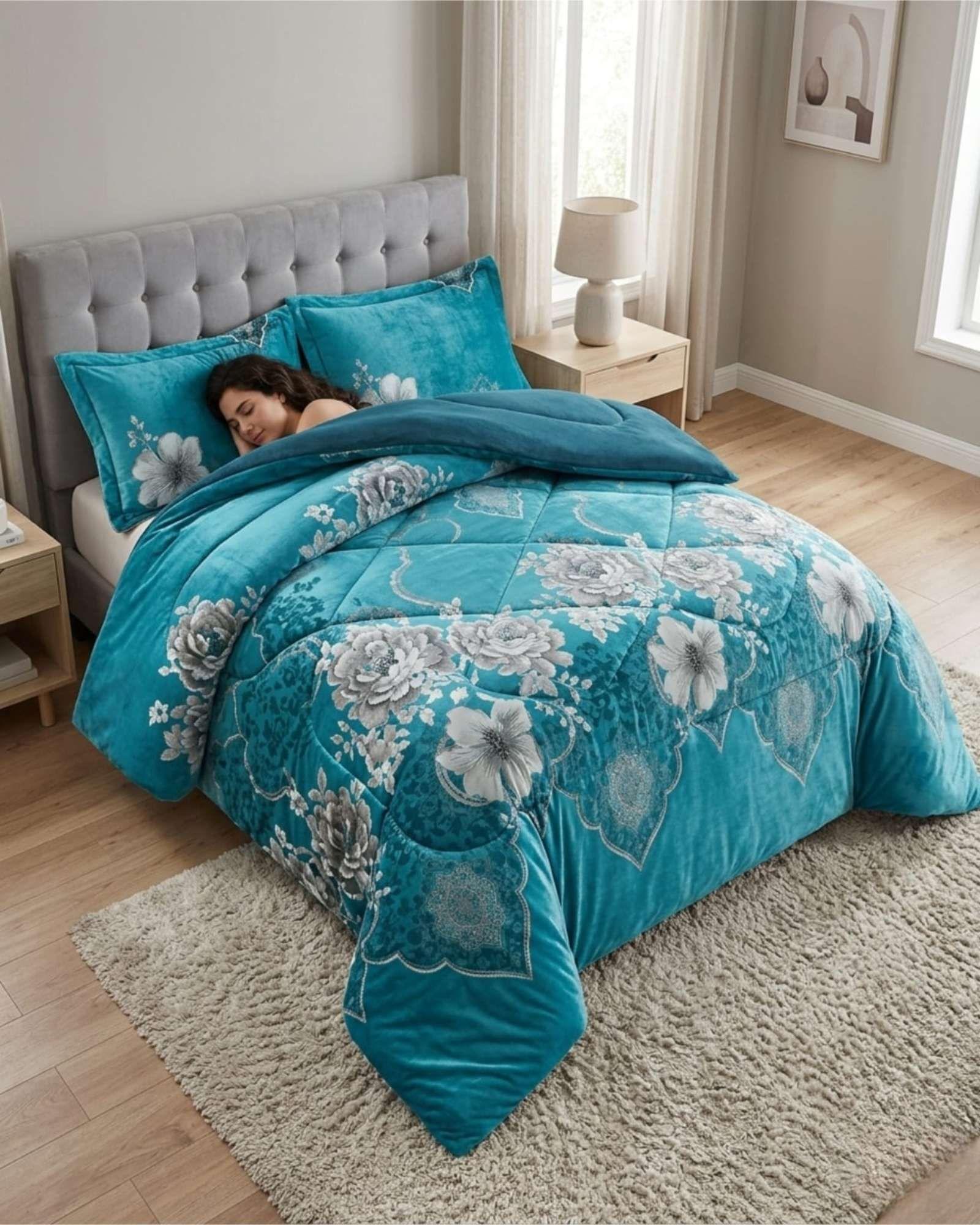 Cubrecamas Sherpa 2 Plazas Plush Ultra Suave De Lujo m22-4