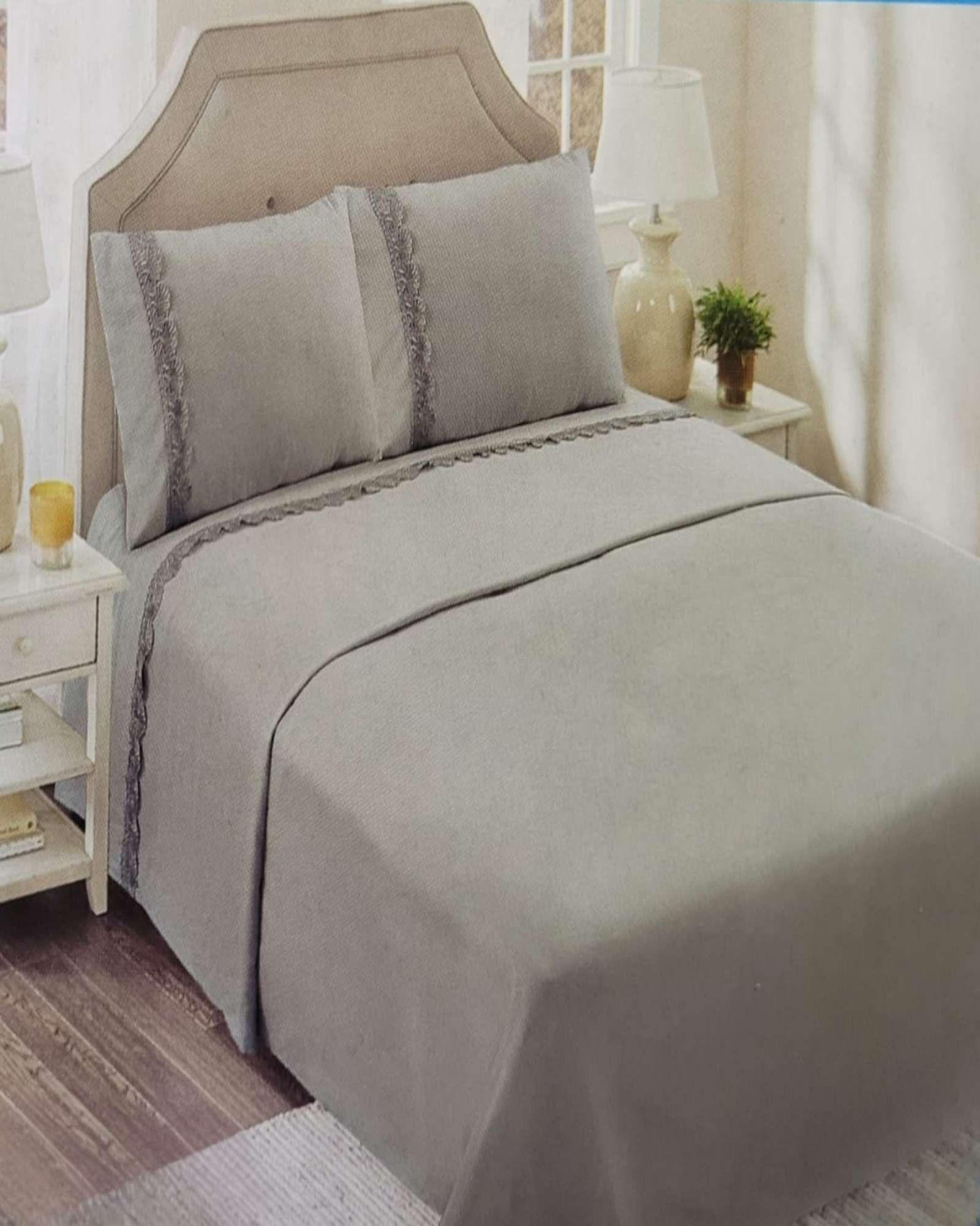 SABANAS 300 HILOS PLAZA Y MEDIA GRIS -0