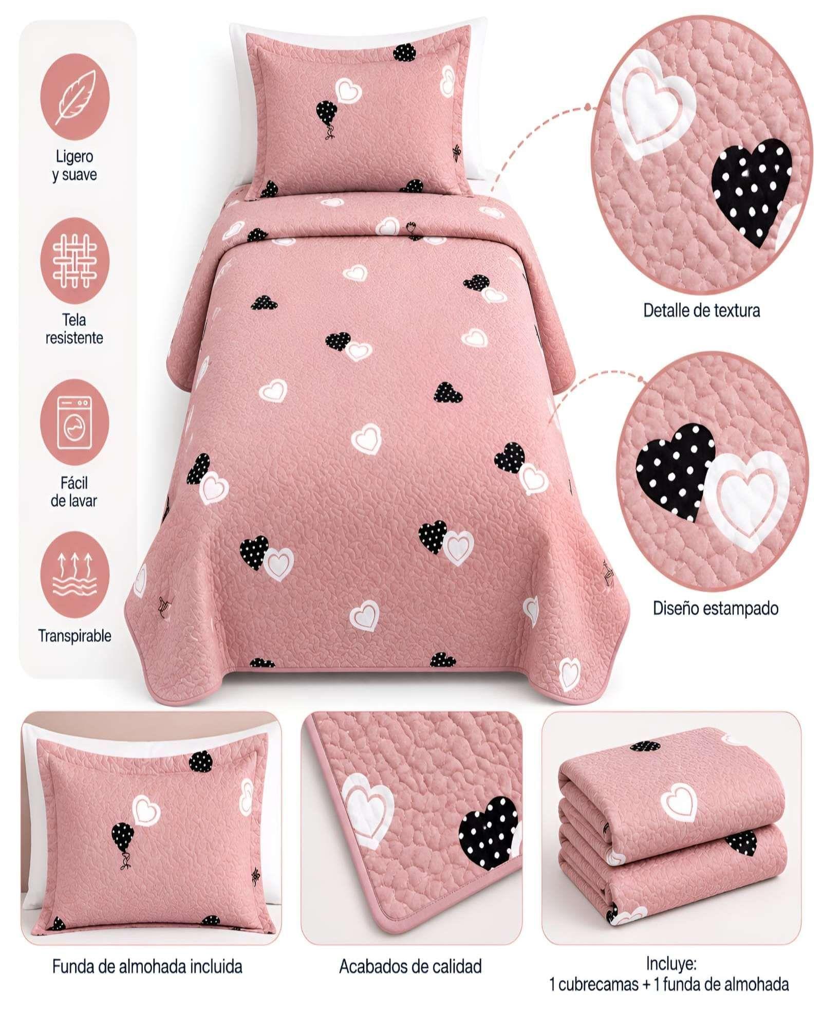 Cubrecamas Quilt Plaza Y Media Textura Suave Y Fresca m14-4