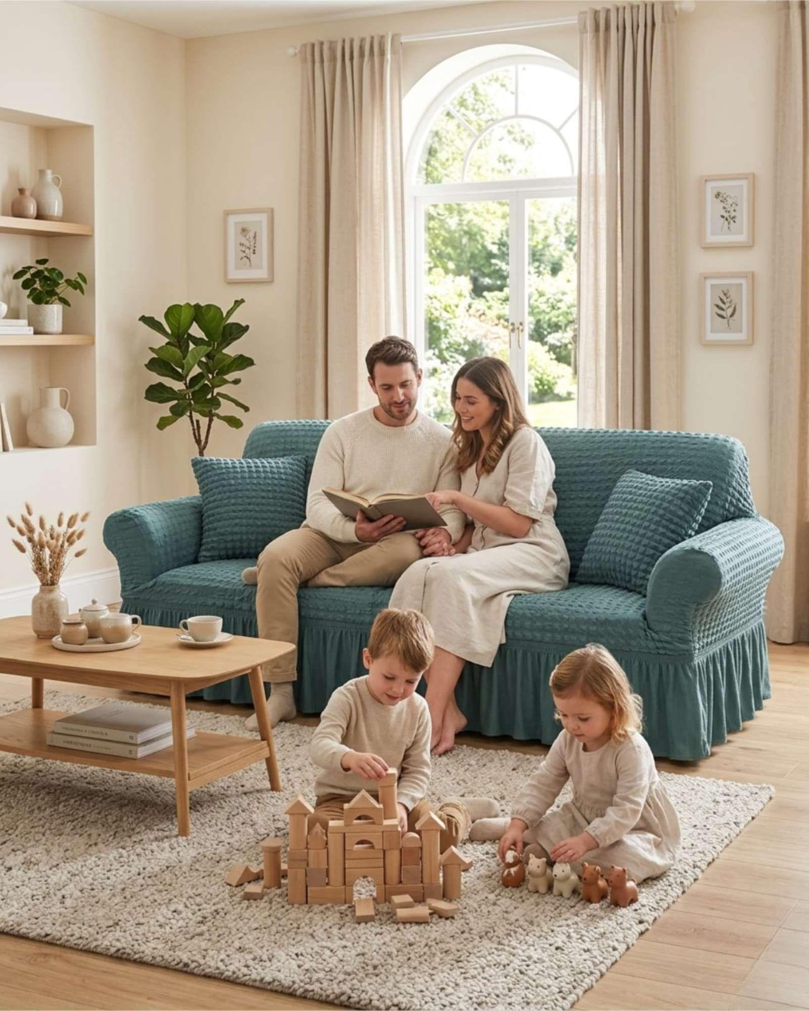 Funda de Sofa Turca de 2 Cuerpo Diseño Premium con Faldon m6-2