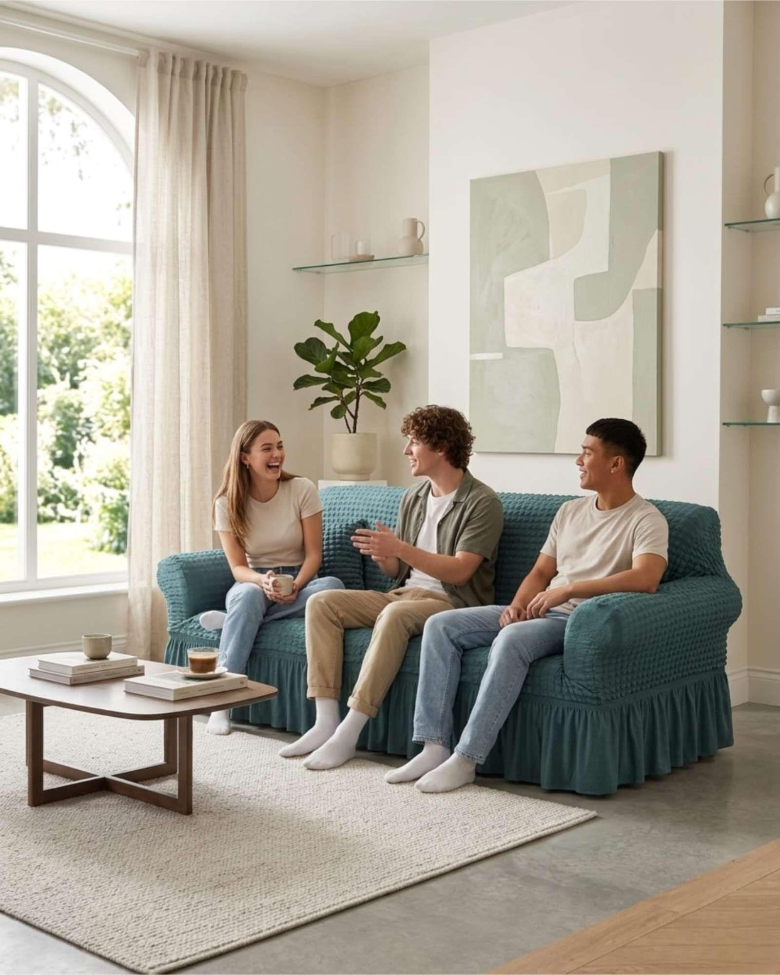 Funda de Sofa Turca de 2 Cuerpo Diseño Premium con Faldon m6-4