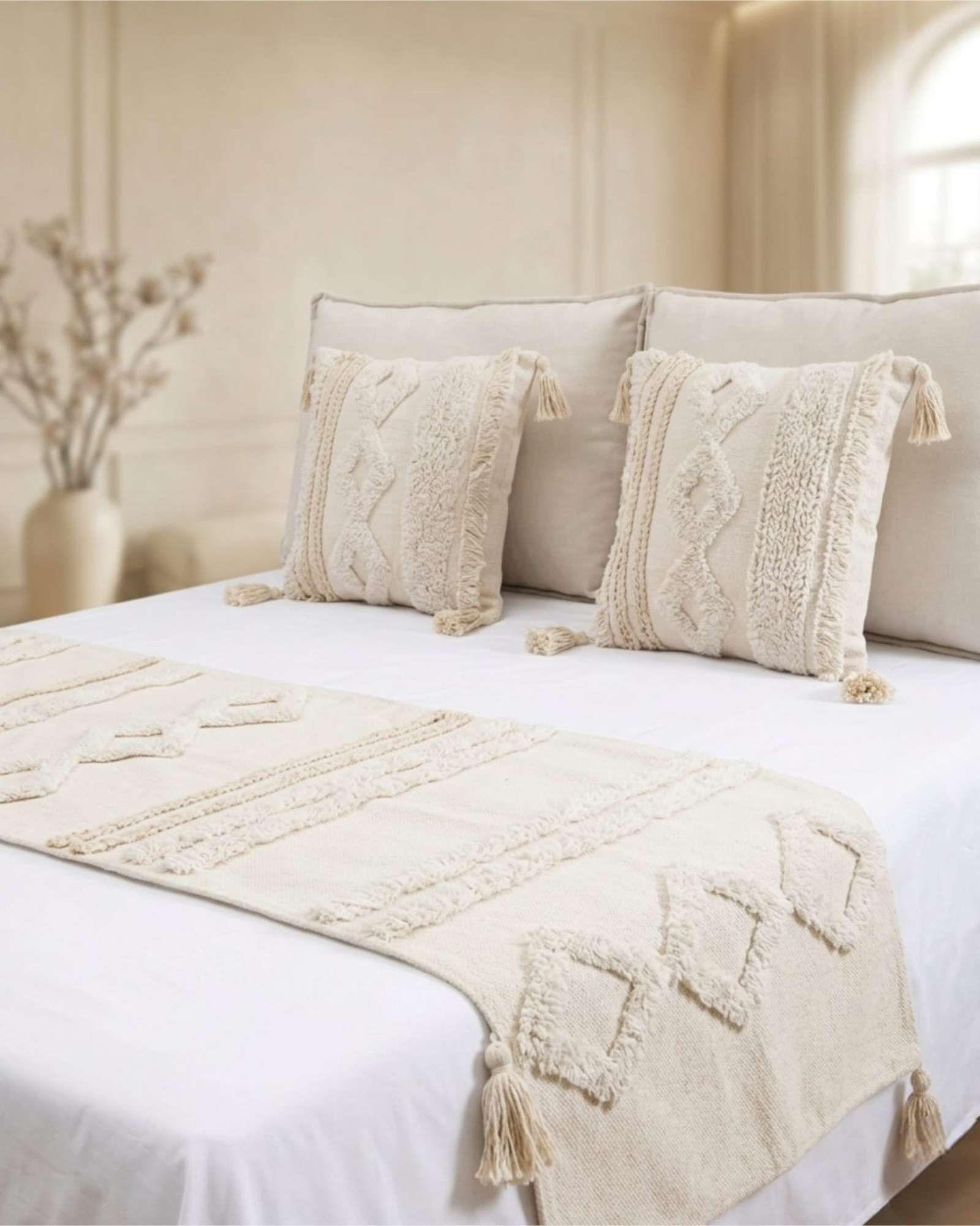 Piecera De Cama Manta Tejida Decorativa Boho P5-0