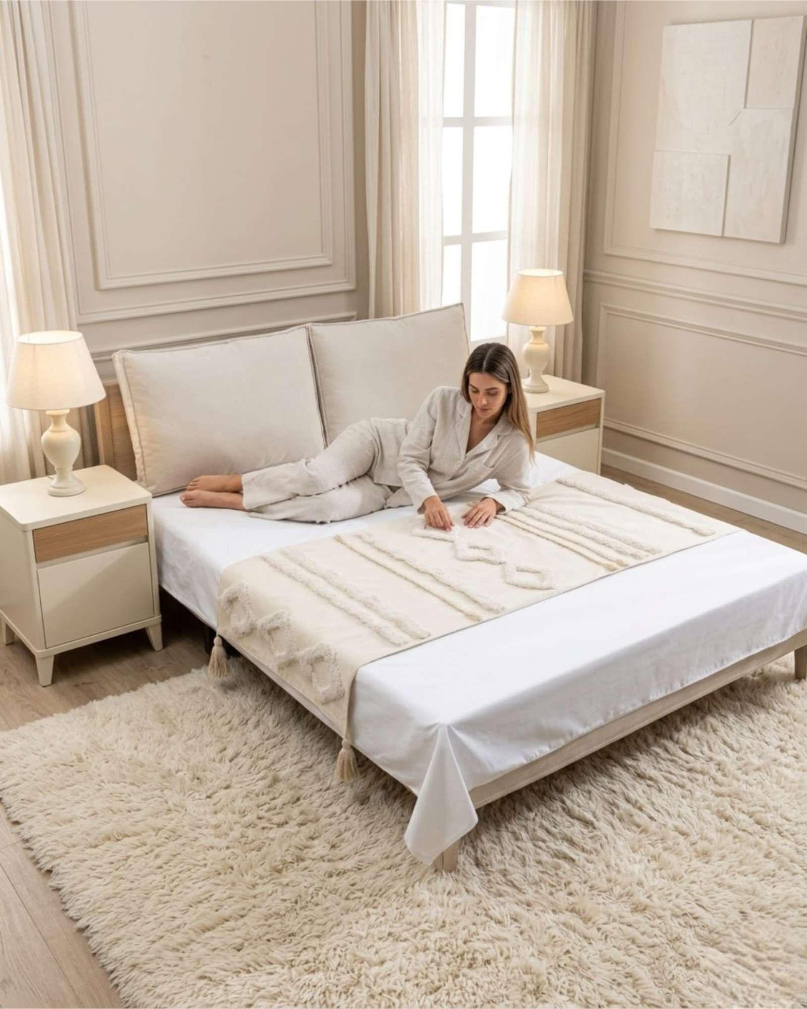 Piecera De Cama Manta Tejida Decorativa Boho P5-2