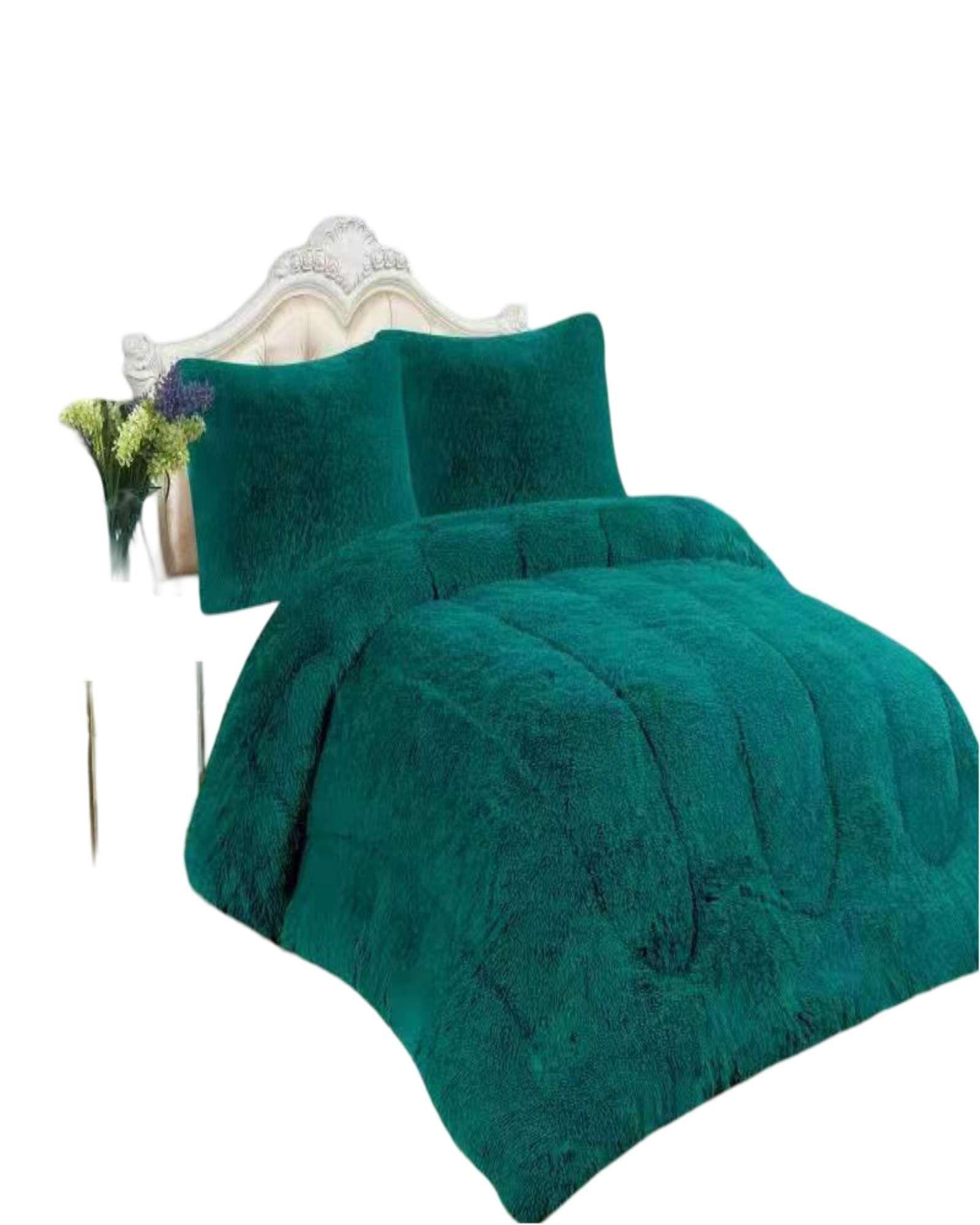 PLUMÓN PELUDO 2 PLAZAS VERDE -0