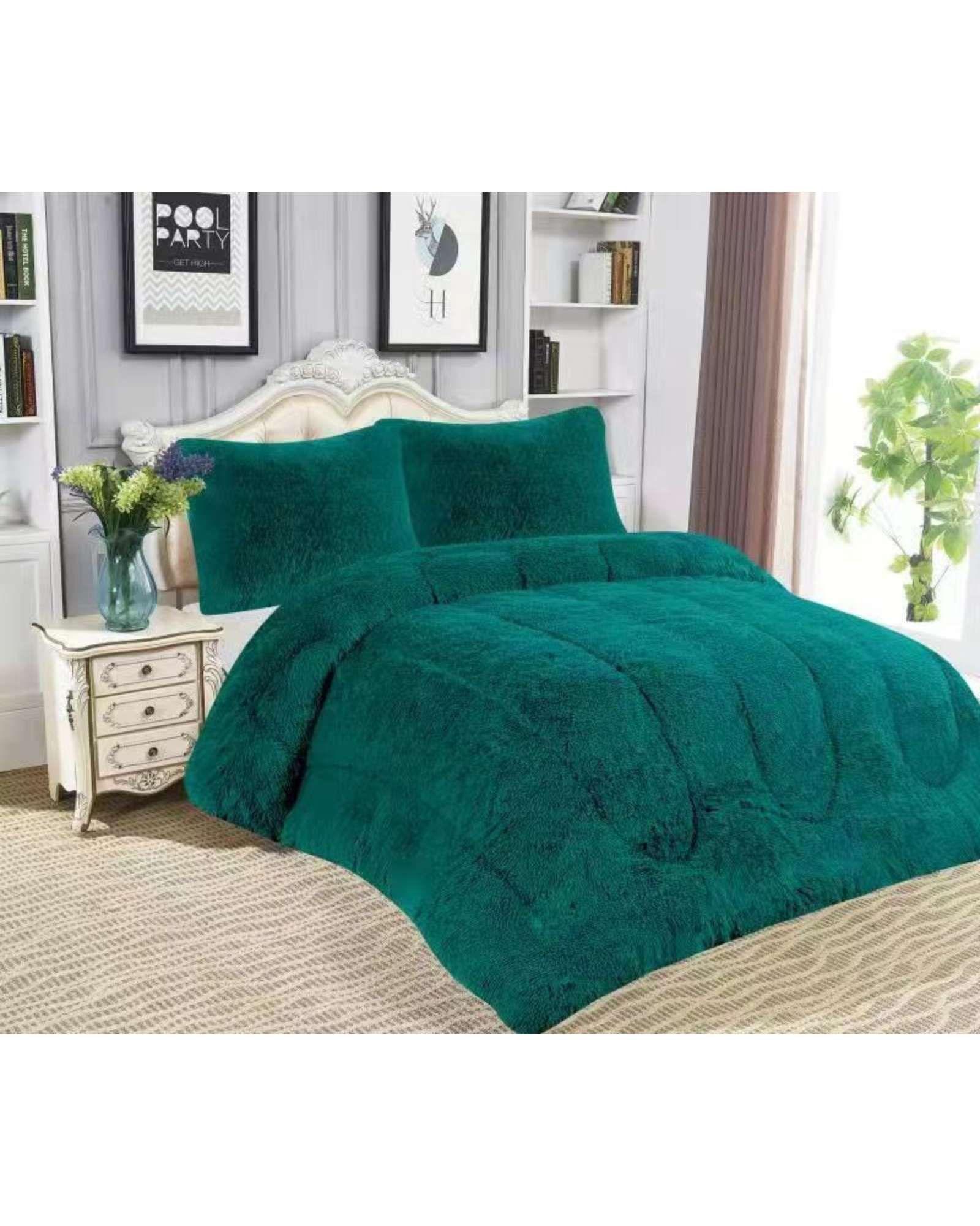 PLUMÓN PELUDO 2 PLAZAS VERDE -3