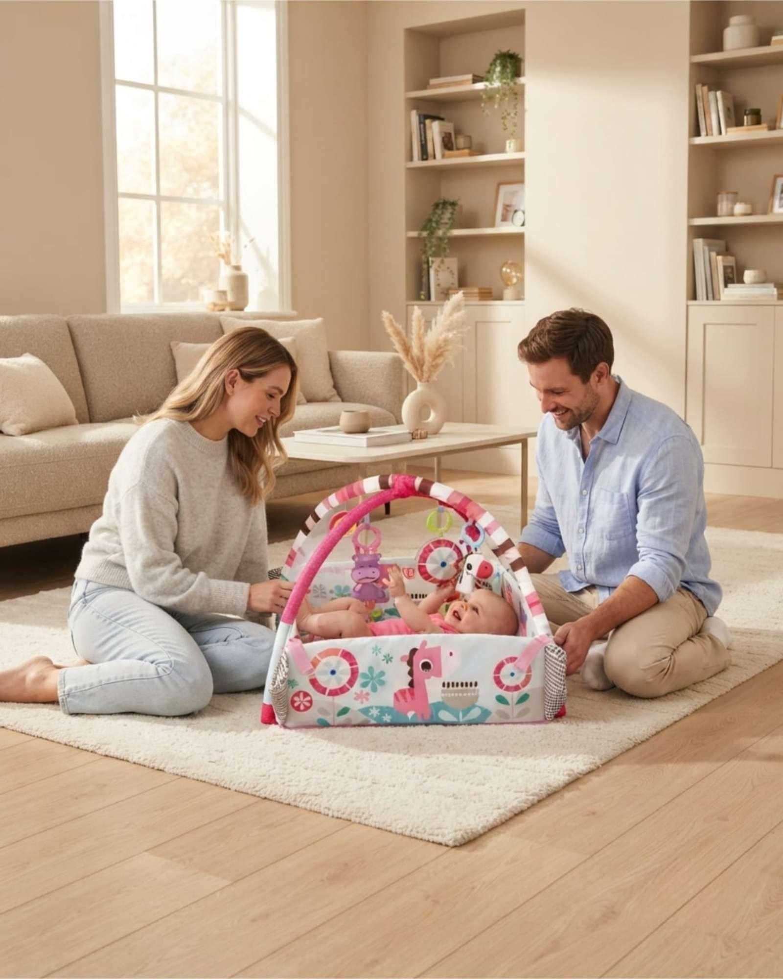 Centro De Actividades Para Bebe 5 En 1 Alfombra Y Malla De Juego m1-2