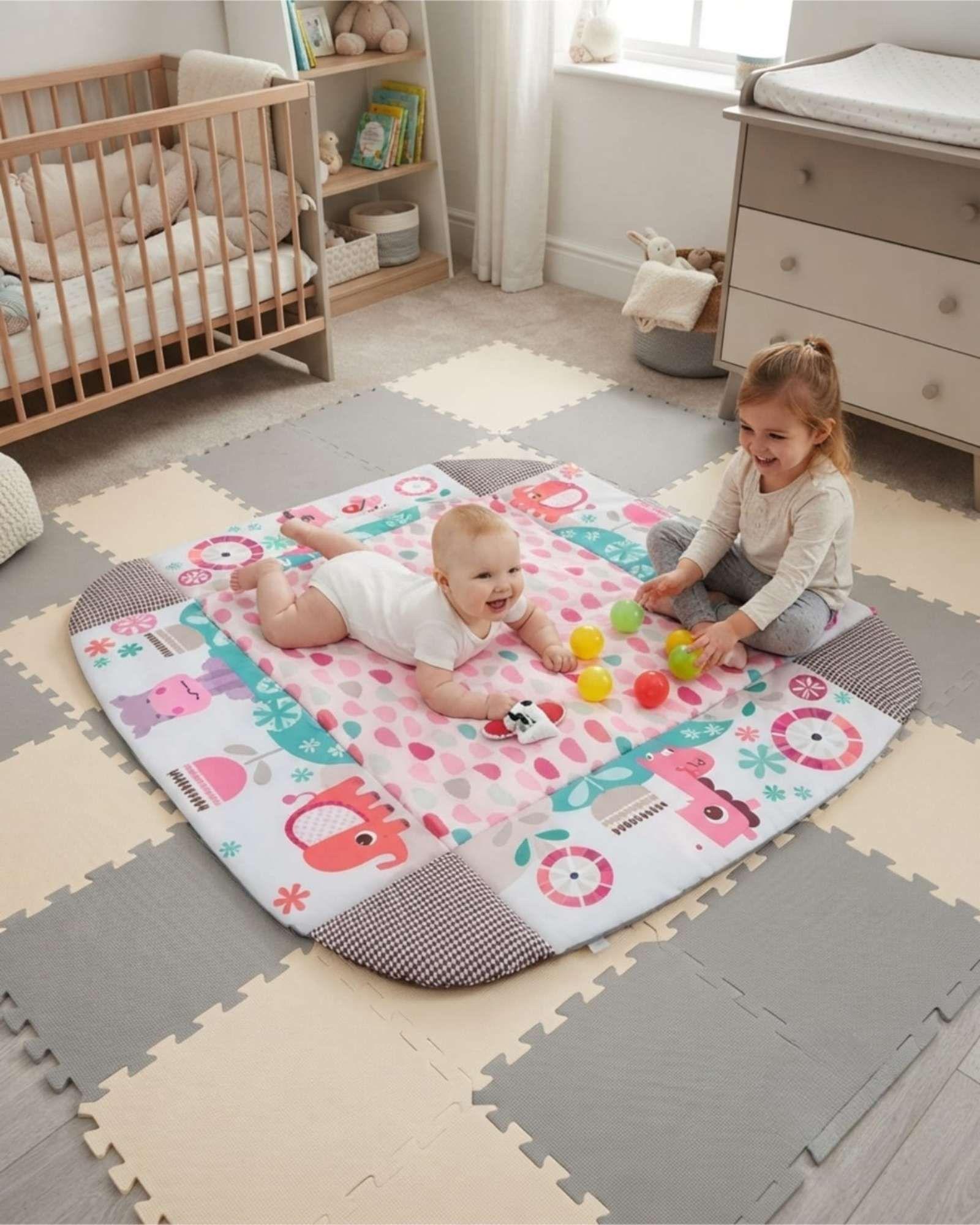 Centro De Actividades Para Bebe 5 En 1 Alfombra Y Malla De Juego m1-3