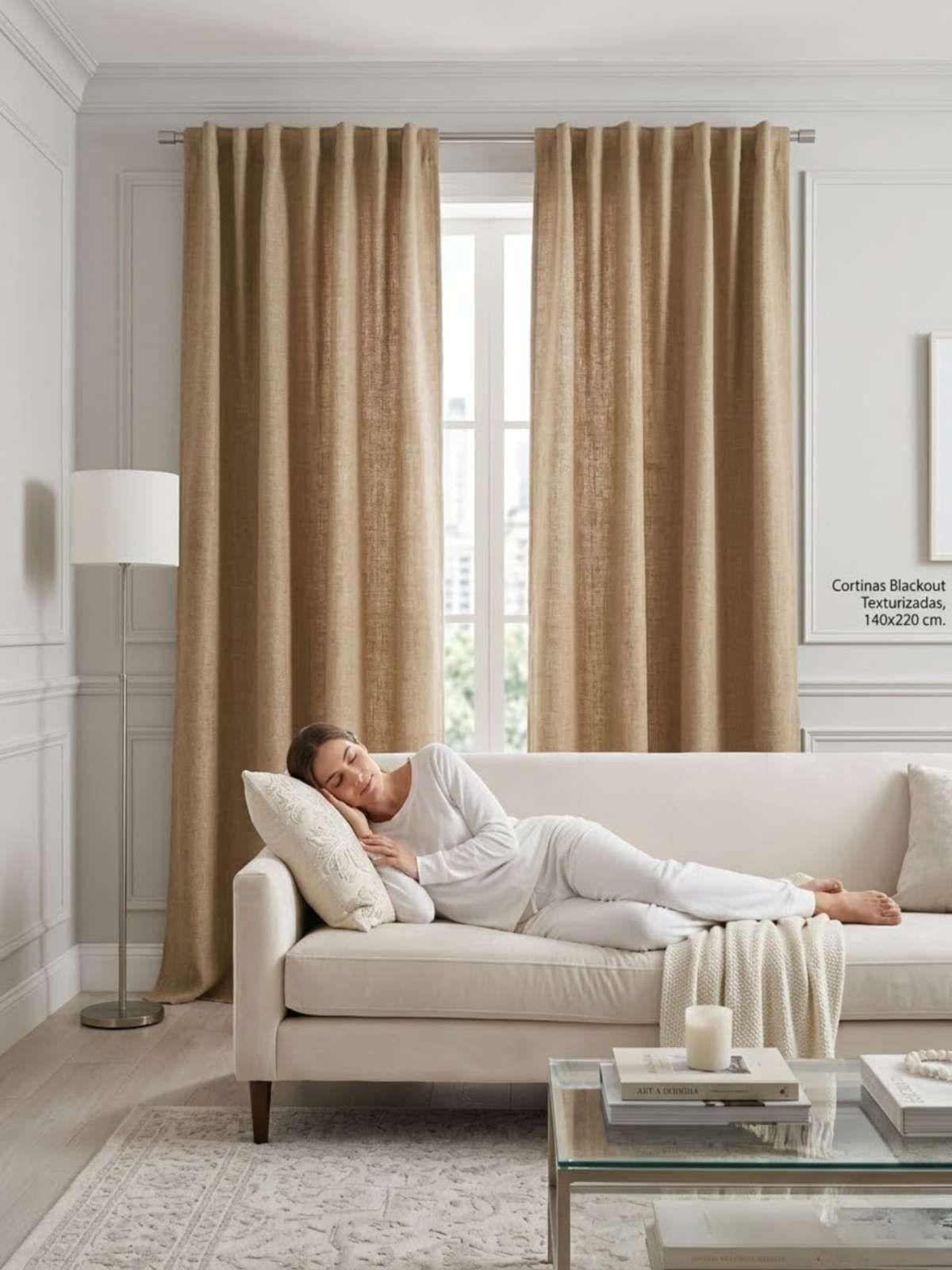 Set de Cortina Blackout mas vicillo 140x220 cm beige-3