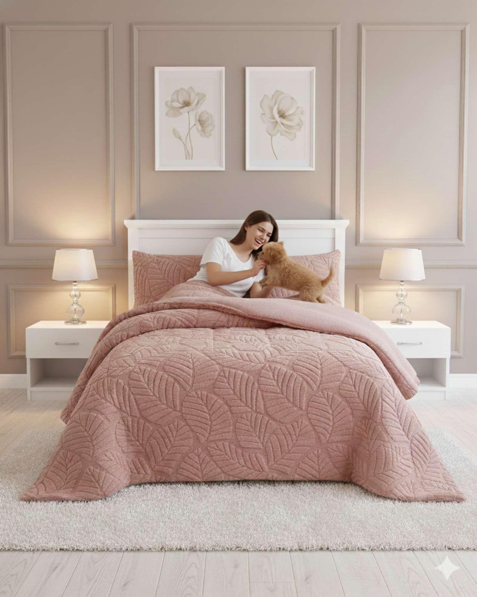 CHIPORRO PREMIUN CUBRECAMA DE INVIERNO 2 PLAZA ROSA -2